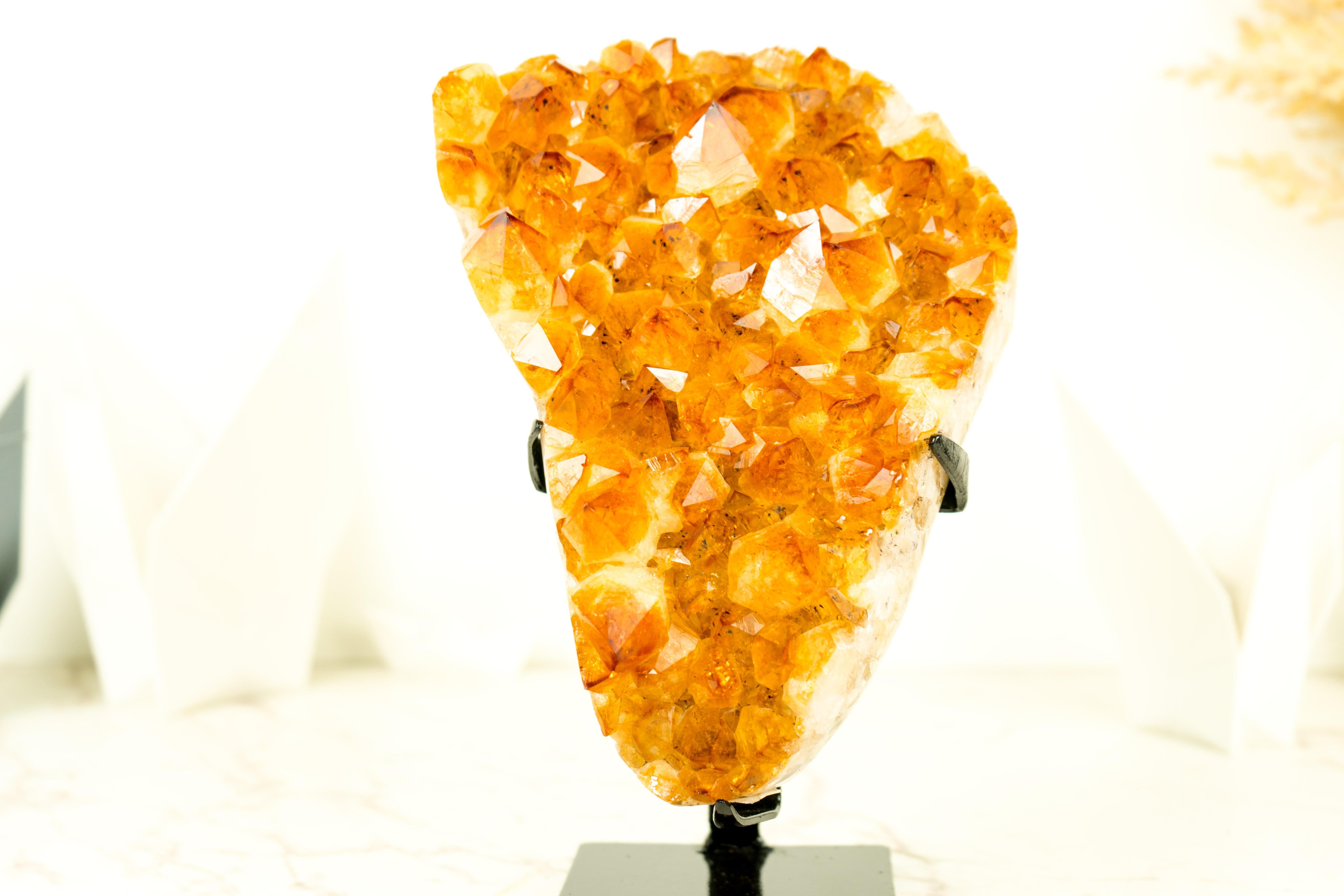 High-Grade, Gorgeous Golden Orange Citrine Cluster on Stand For Sale 1