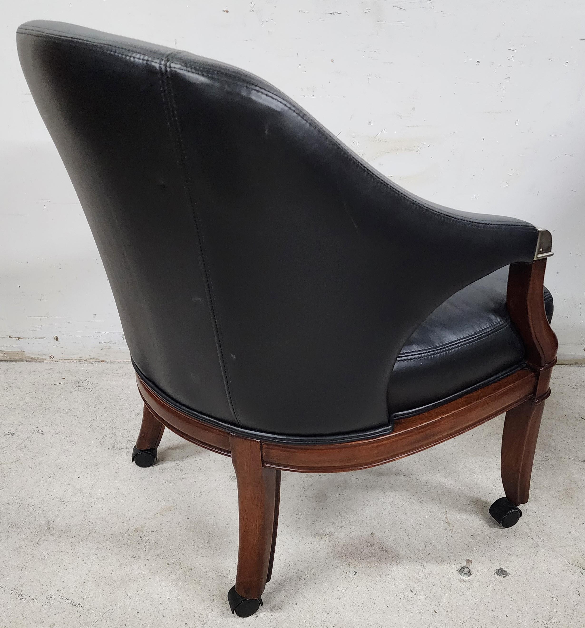 High-Grade Leather Dining Game Rolling Armchairs by Thomasville 1