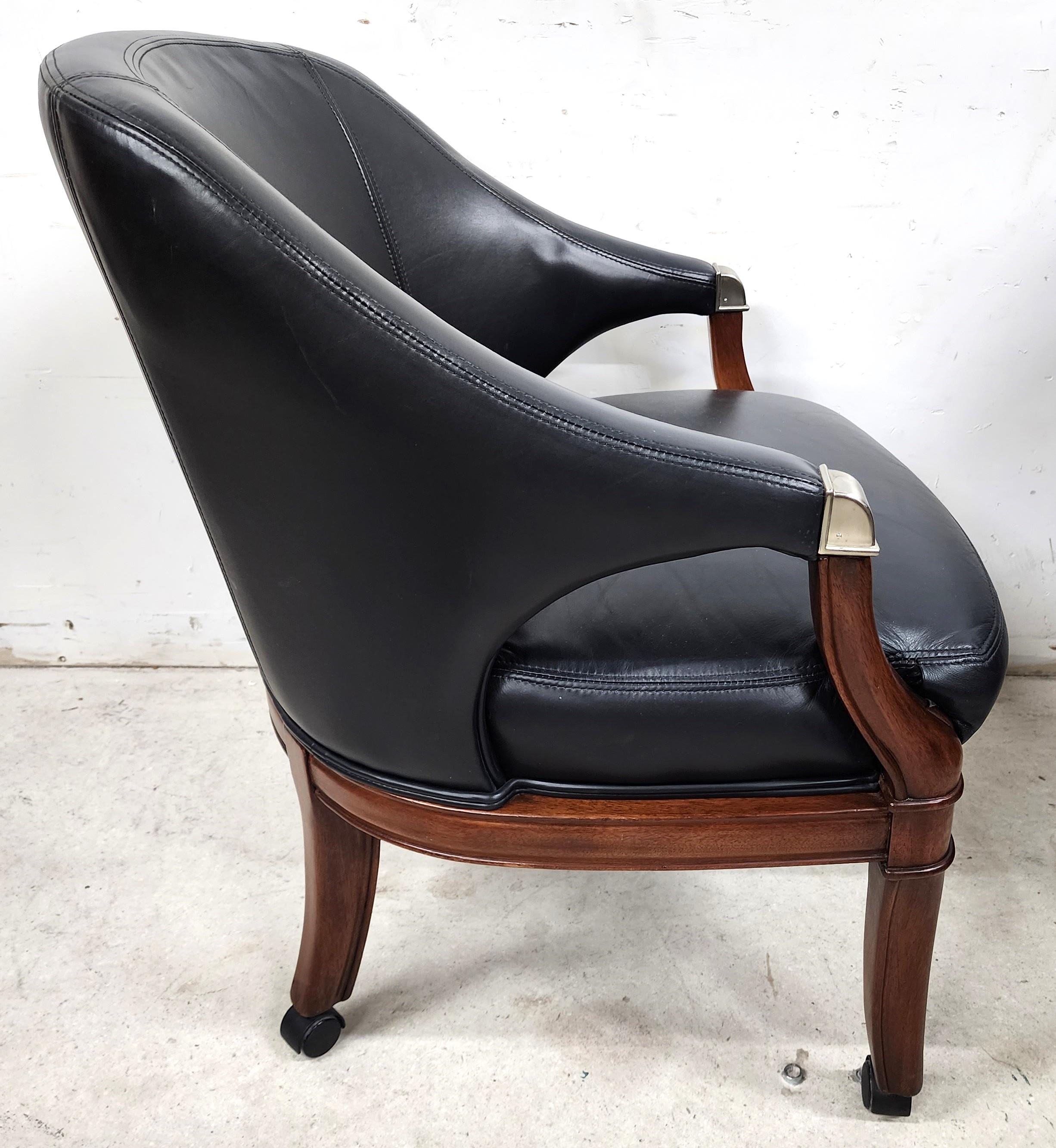 High-Grade Leather Dining Game Rolling Armchairs by Thomasville 2
