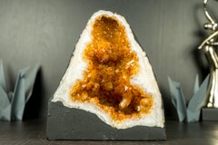 High-Grade Natural Citrine Geode Cave with Deep Orange Citrine Druzy