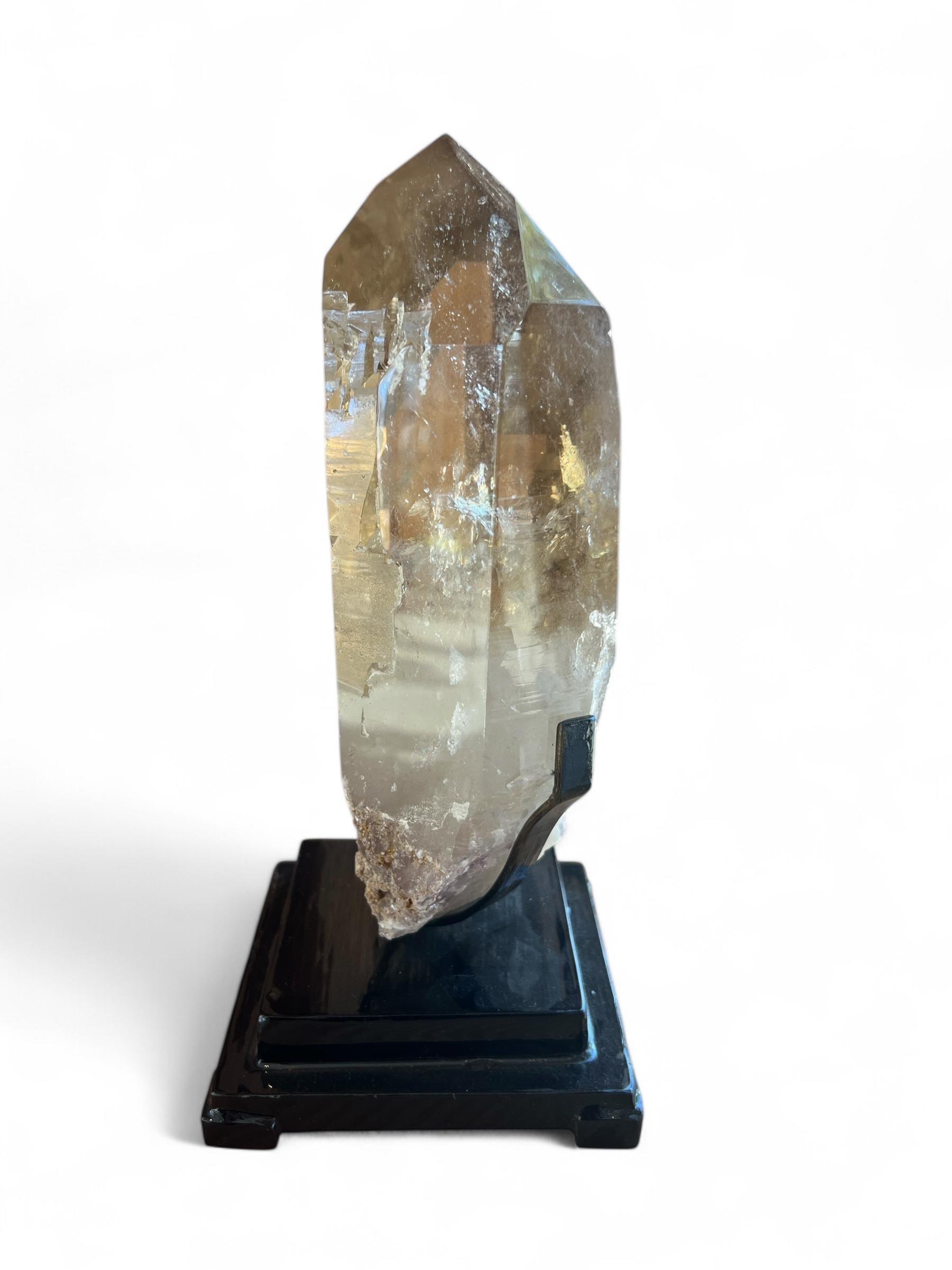 Contemporary High-Grade Natural Citrine with Feldspar Inclusion on Stand For Sale