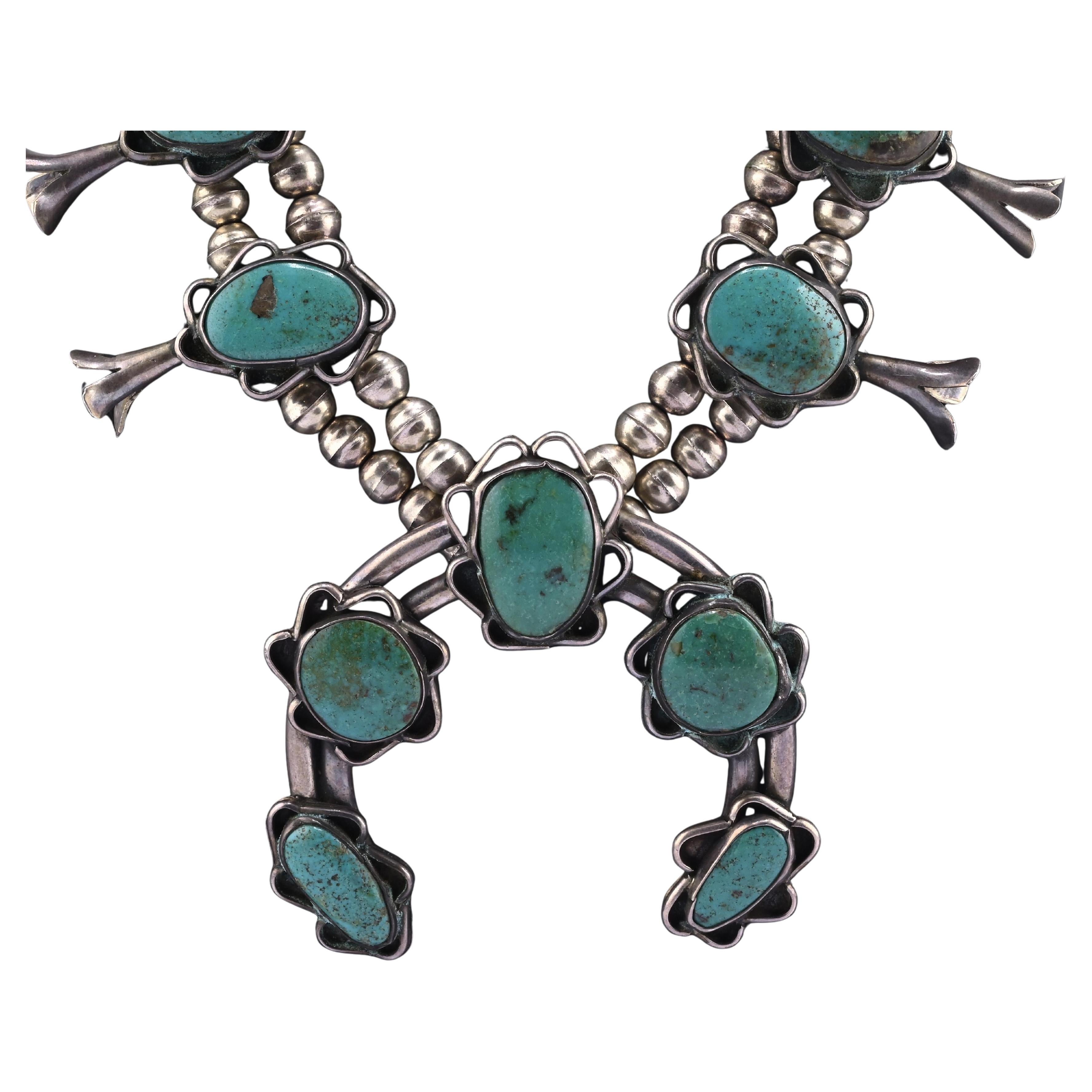 Collana con collare in argento sterling e turchese multipietra Navajo di alta qualità