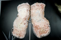 High-Grade Pink Amethyst Geode Slab set as Butterfly Wings, Red And Rose Quartz