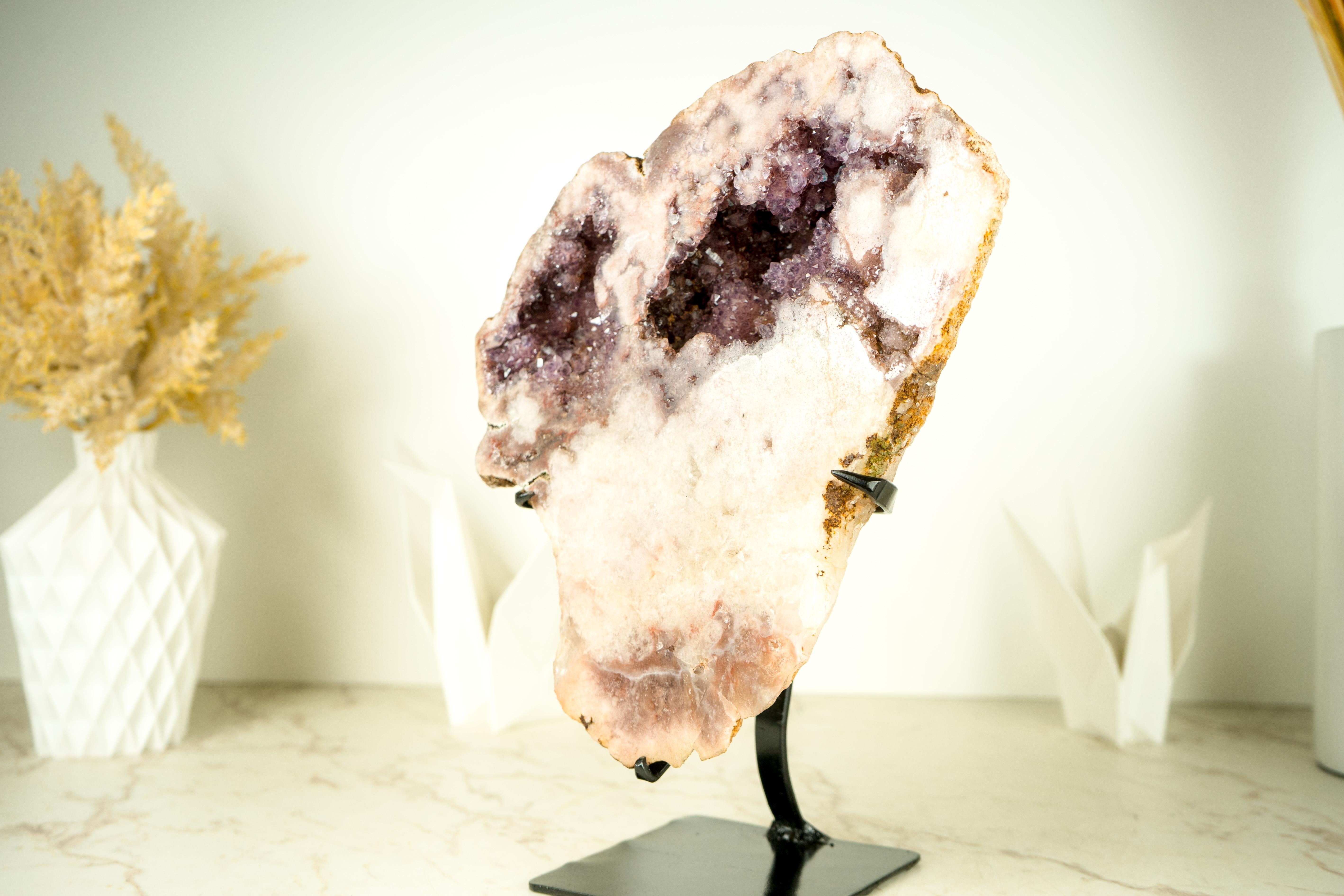 High-Grade Pink Amethyst Geode with Sparkly Lavender Rose Amethyst Druzy  For Sale 4