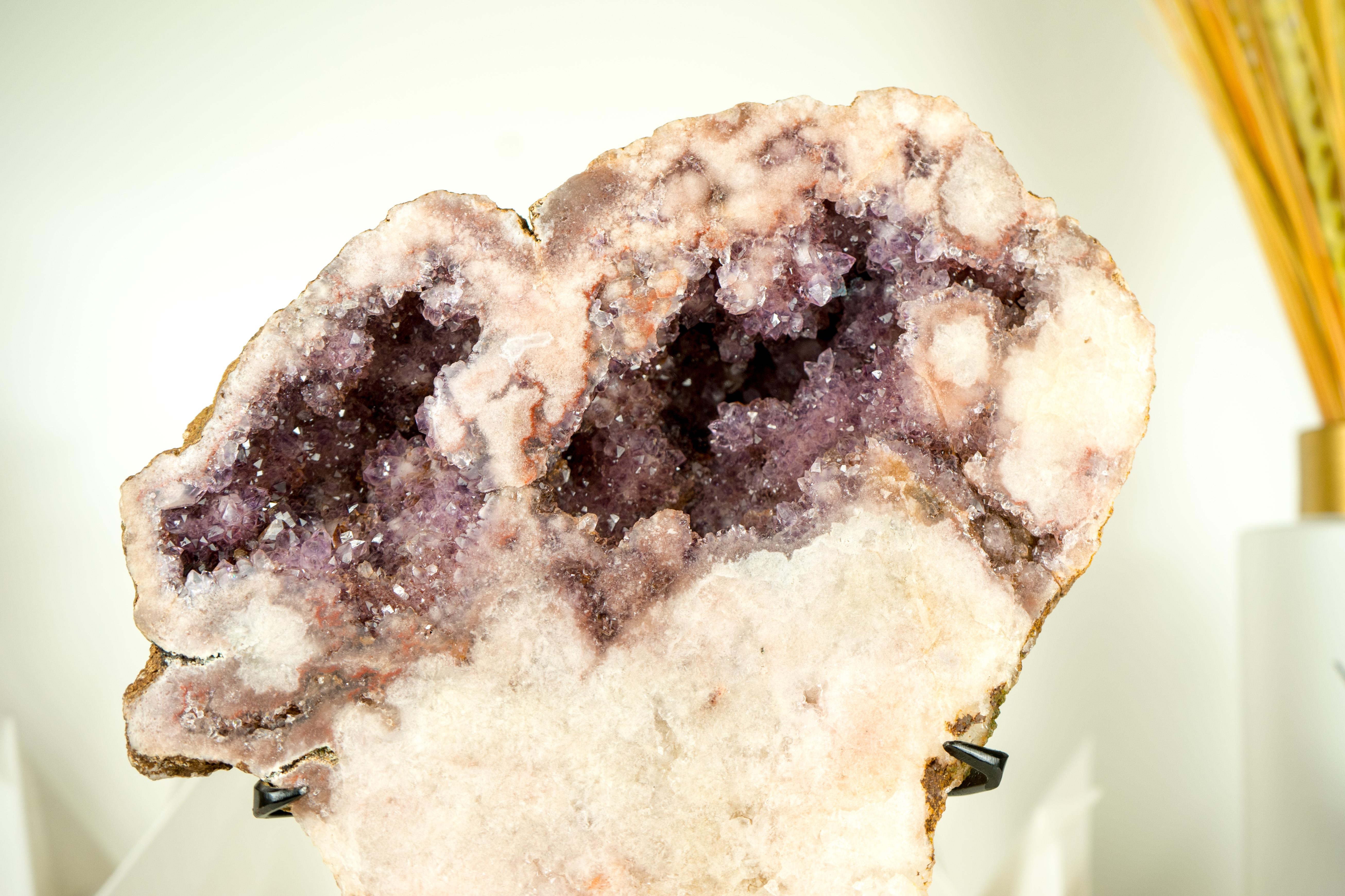 High-Grade Pink Amethyst Geode with Sparkly Lavender Rose Amethyst Druzy  For Sale 7