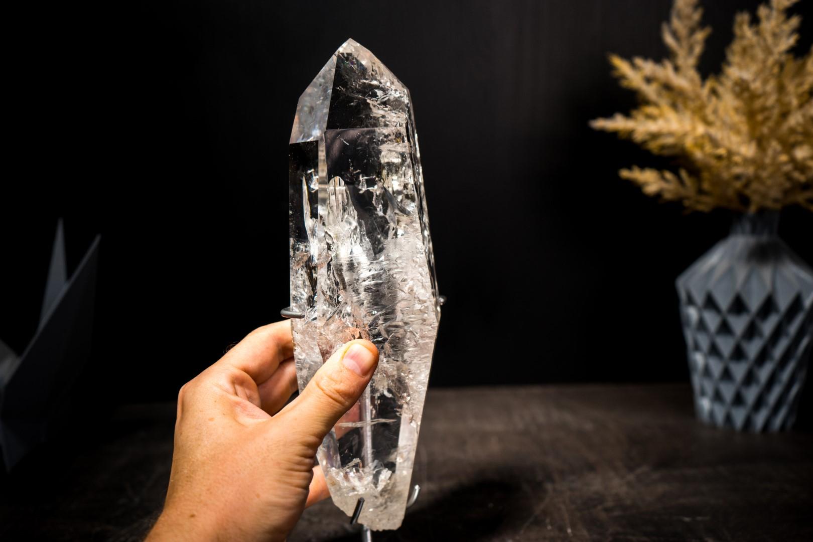 Verdadera Punta de Cuarzo Lemuriano de Diamantina con Claridad Óptica, Obelisco de Cristal en venta 7