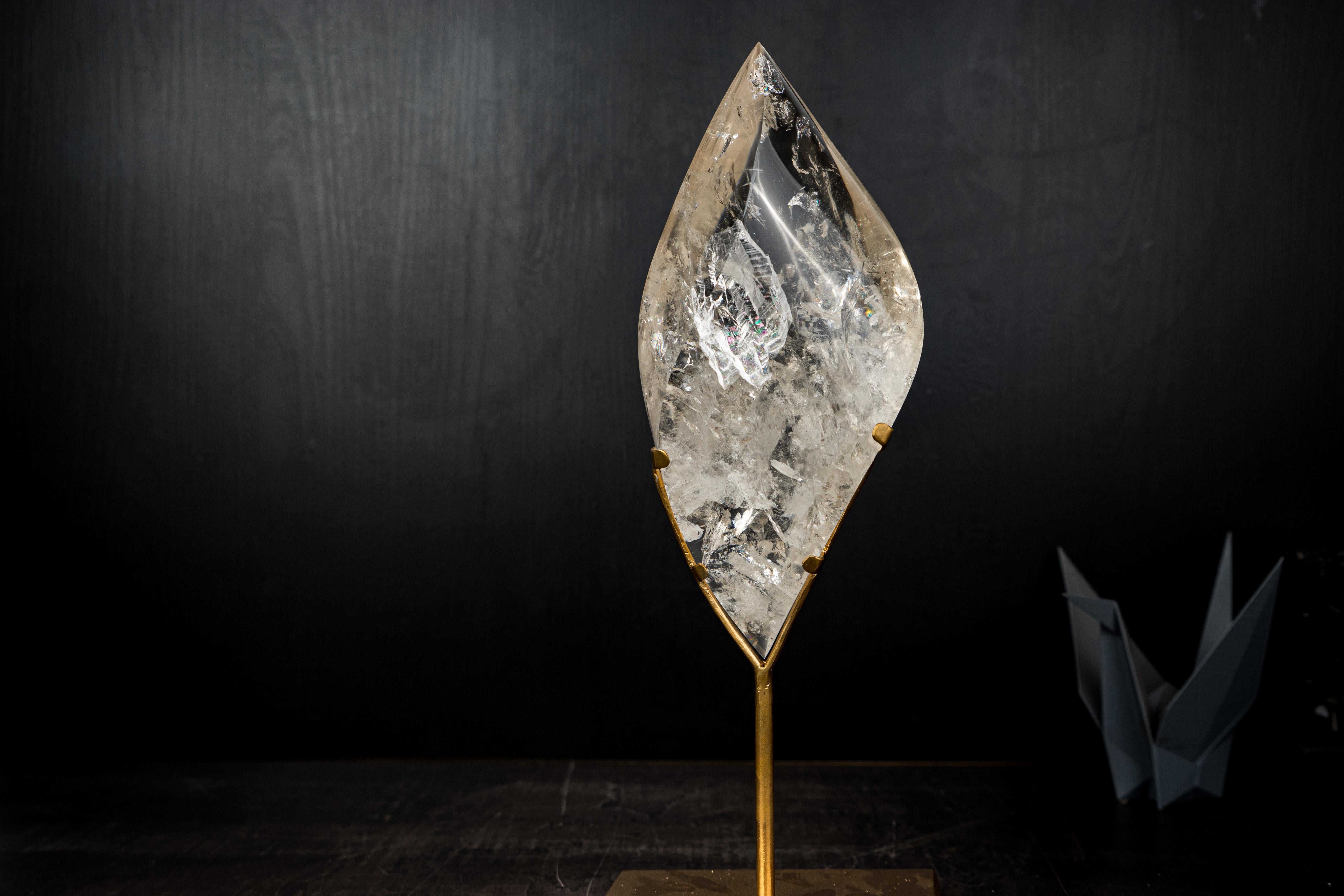 Cristallo High-Grade Water-Clear Quartz Flame Sculpture in vendita