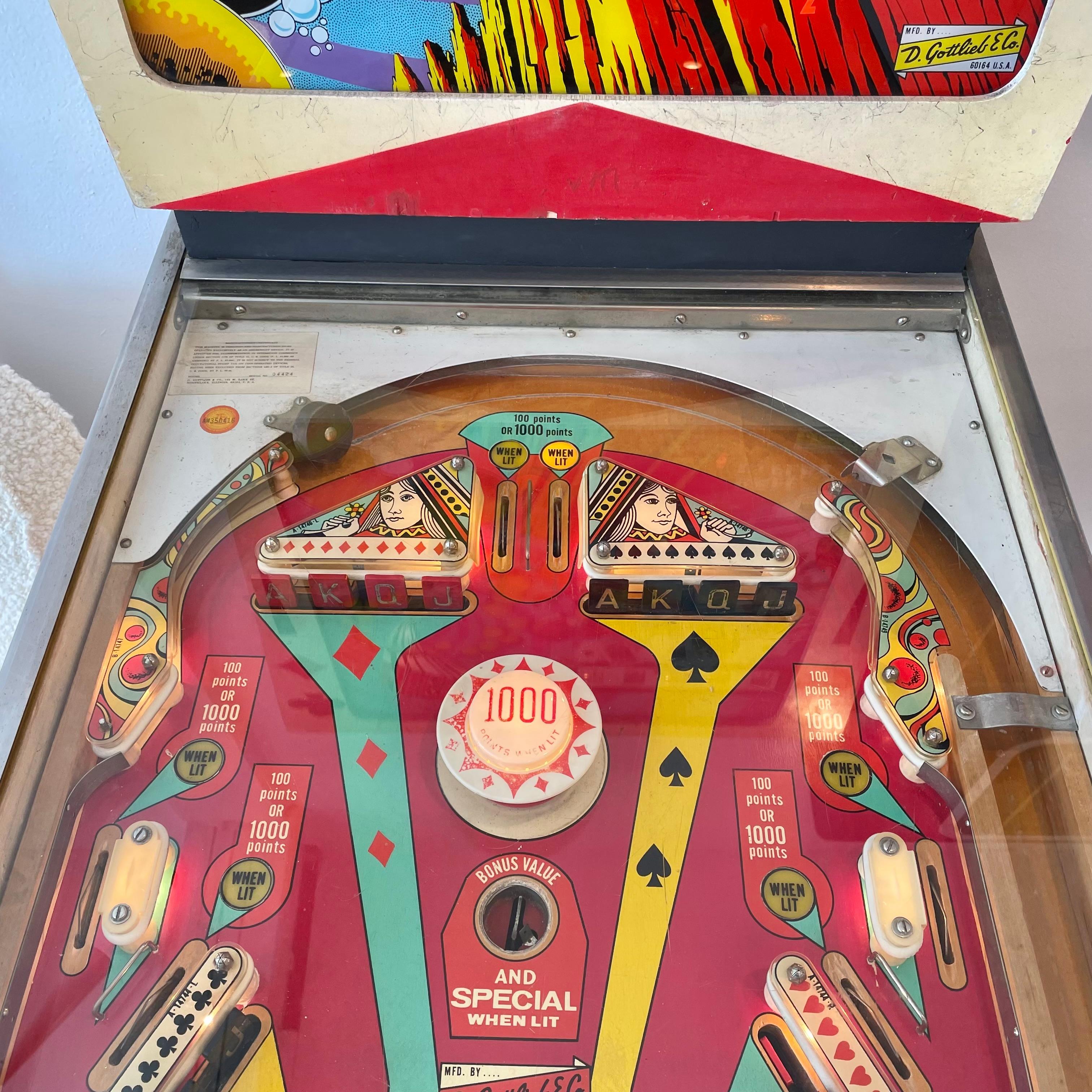 Hand-Painted High Hand Pinball Arcade Game, 1973 USA For Sale