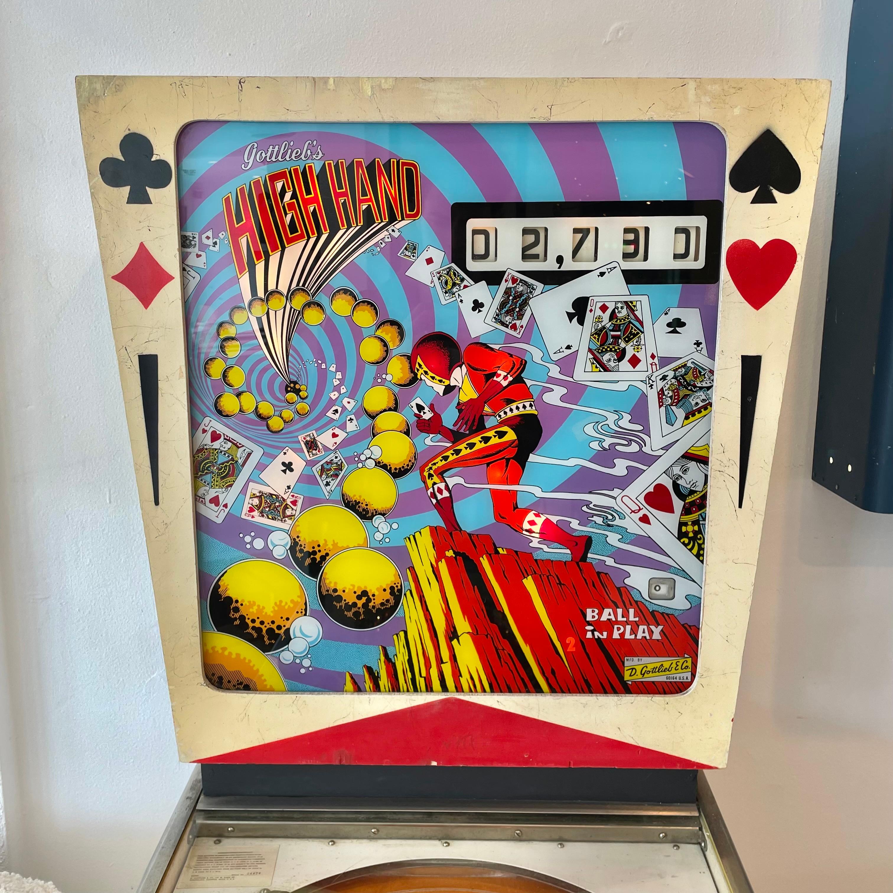 High Hand Pinball Arcade Game, 1973 USA In Good Condition For Sale In Los Angeles, CA