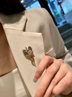 Haute joaillerie Broche ange déesse en or 18K avec diamants naturels