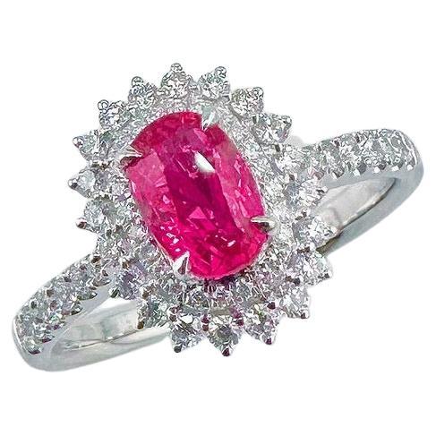 High-Jewelry AIGS Certified 1ct Unheated Ruby 18K Gold Diamond Ring