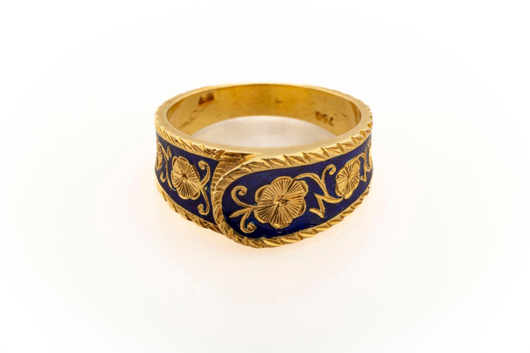 Late Victorian High Karat Gold Enamel Fold Over Ring Victorian For Sale