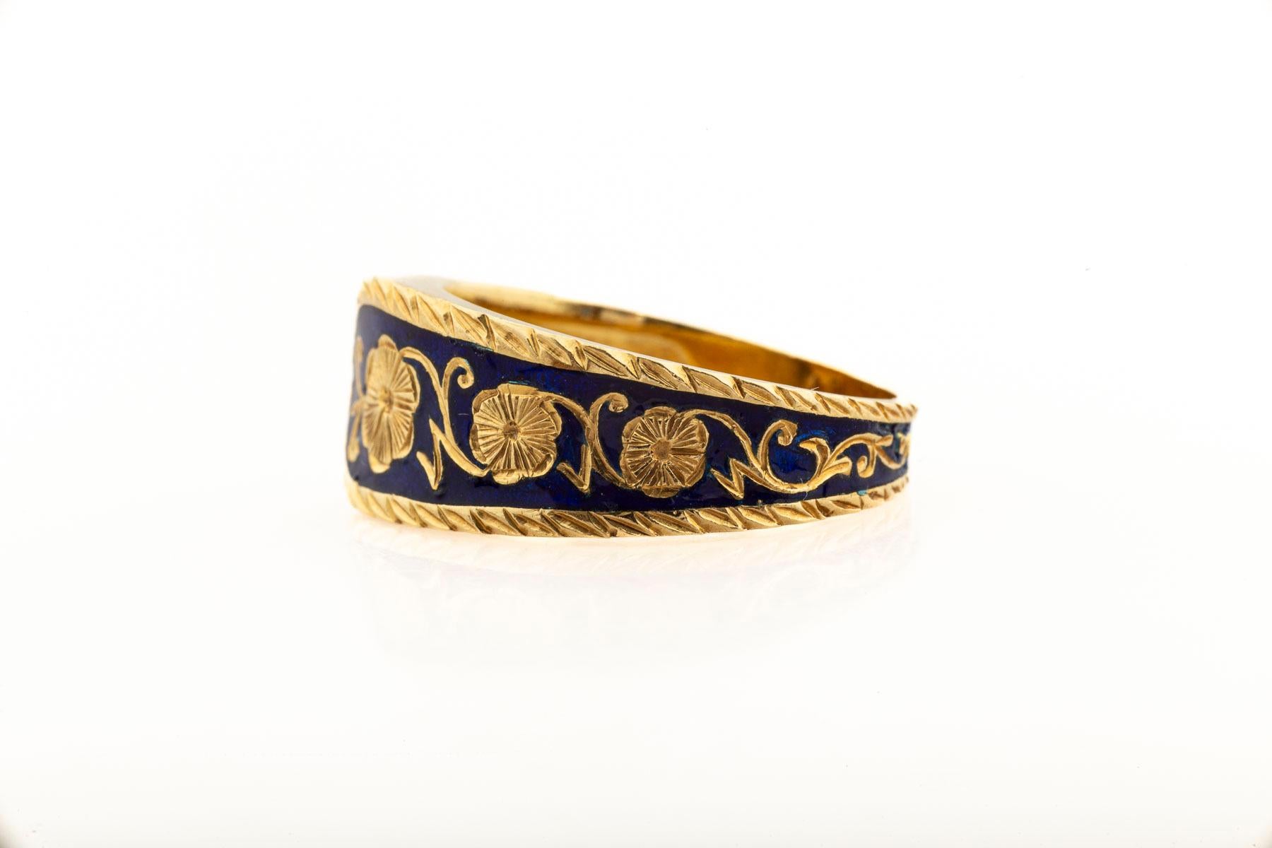 High Karat Gold Enamel Fold Over Ring Victorian For Sale 1
