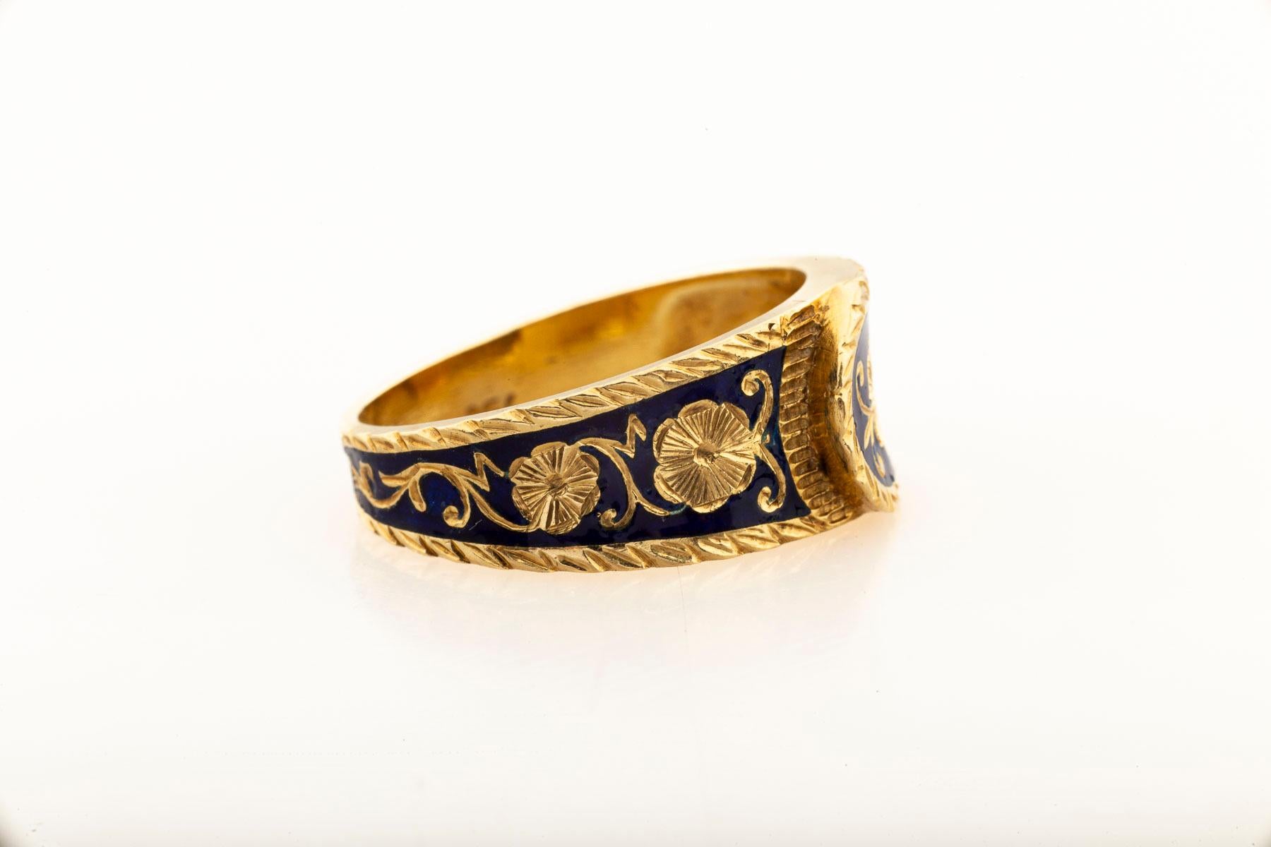 High Karat Gold Enamel Fold Over Ring Victorian For Sale 2