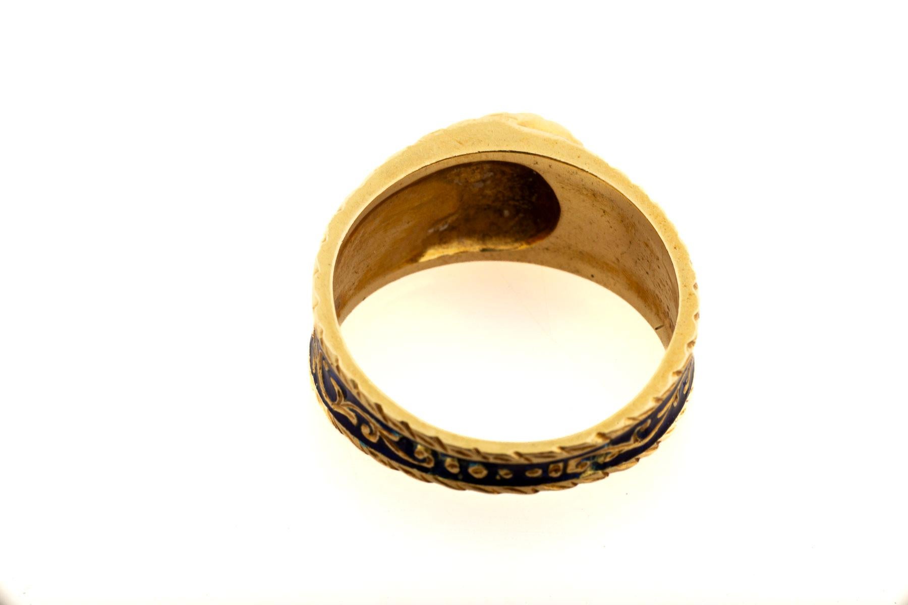 High Karat Gold Enamel Fold Over Ring Victorian For Sale 3