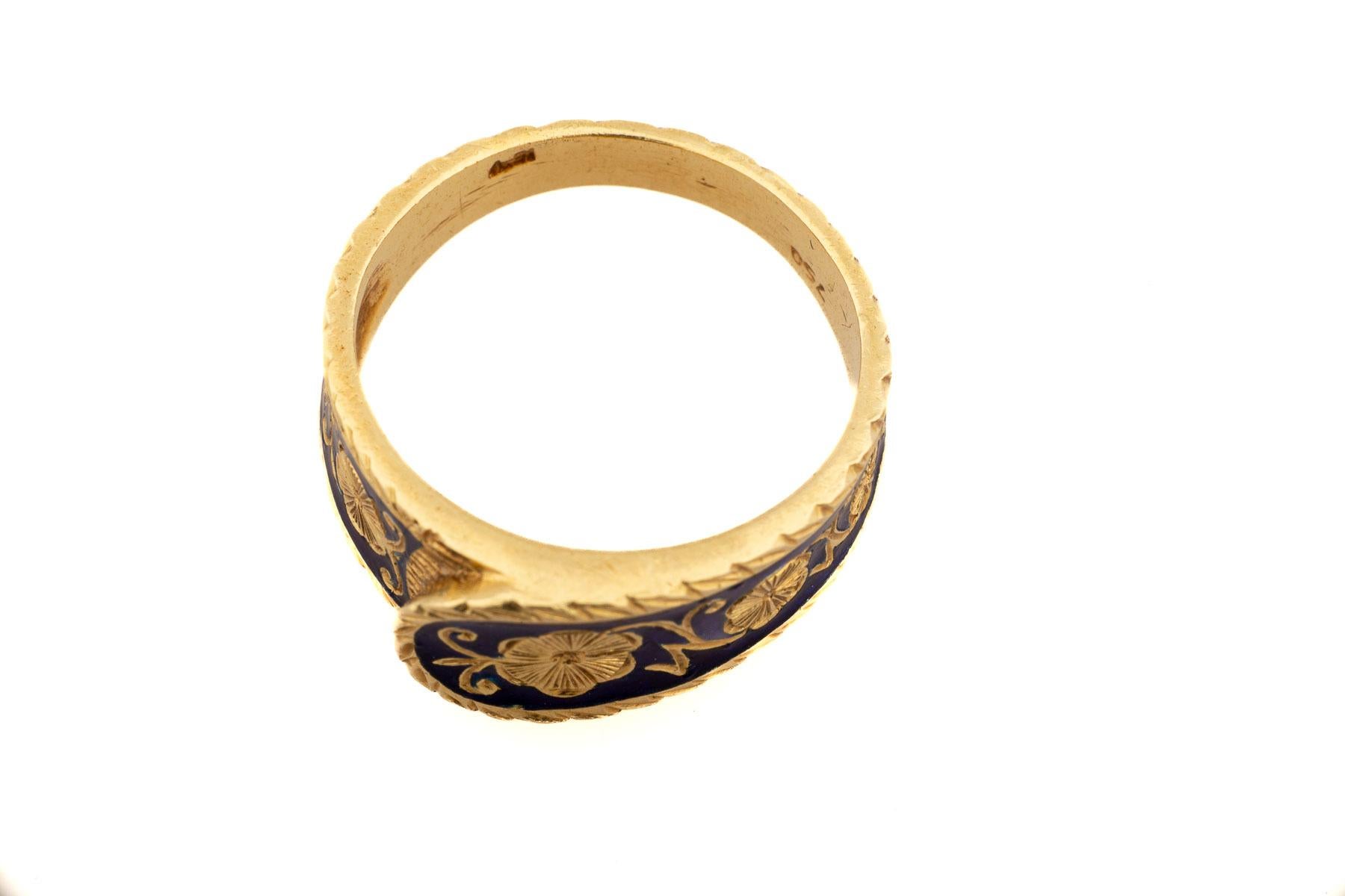 High Karat Gold Enamel Fold Over Ring Victorian For Sale 4