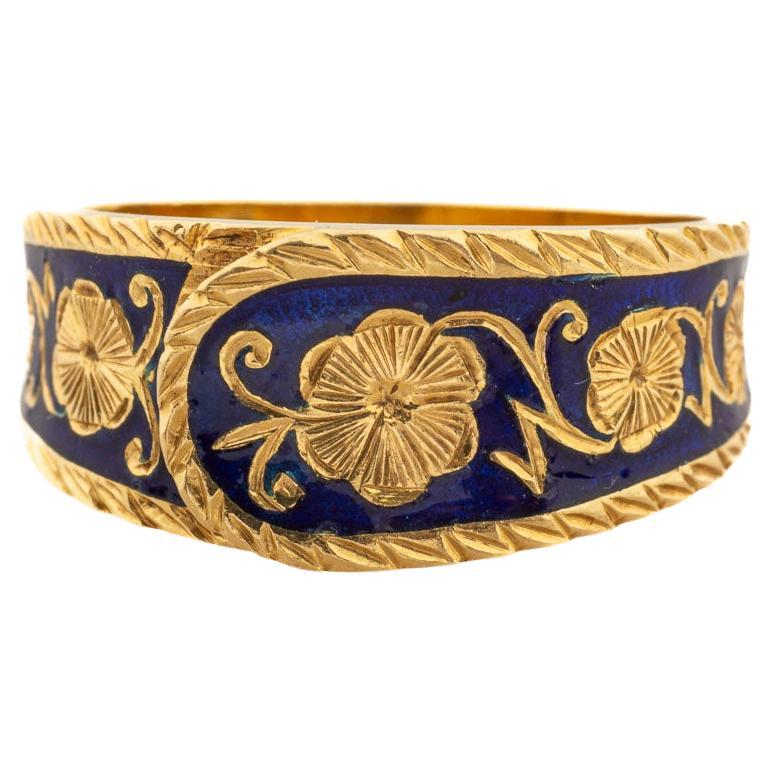 High Karat Gold Enamel Fold Over Ring Victorian