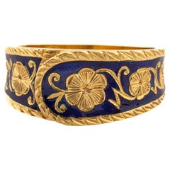 Hochkarätiger Gold-Emaille-Ring, viktorianisch, gefalteter Ring