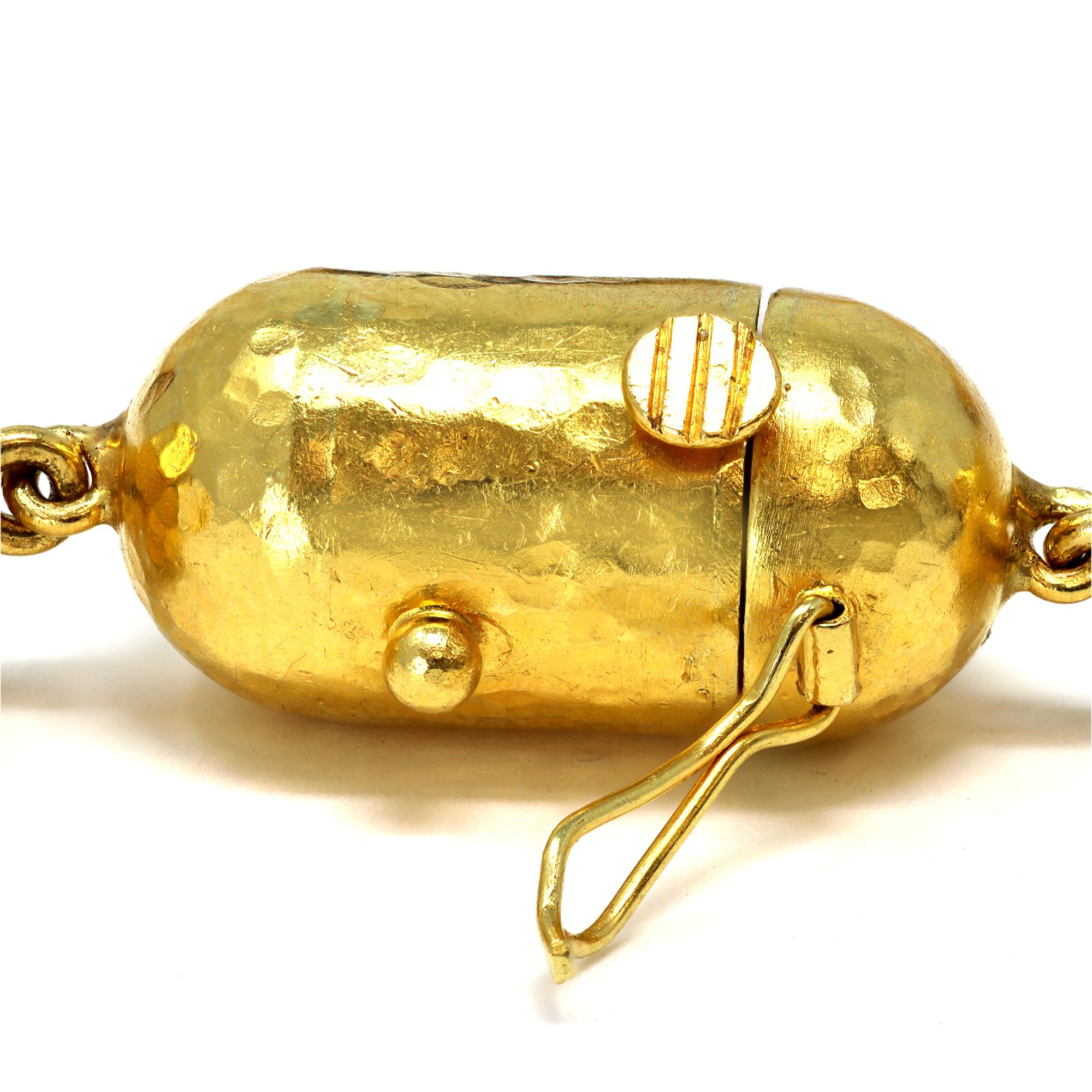 Halskette aus hochkarätigem Gold mit Lapislazuli-Perlen CA 1970 im Angebot 3