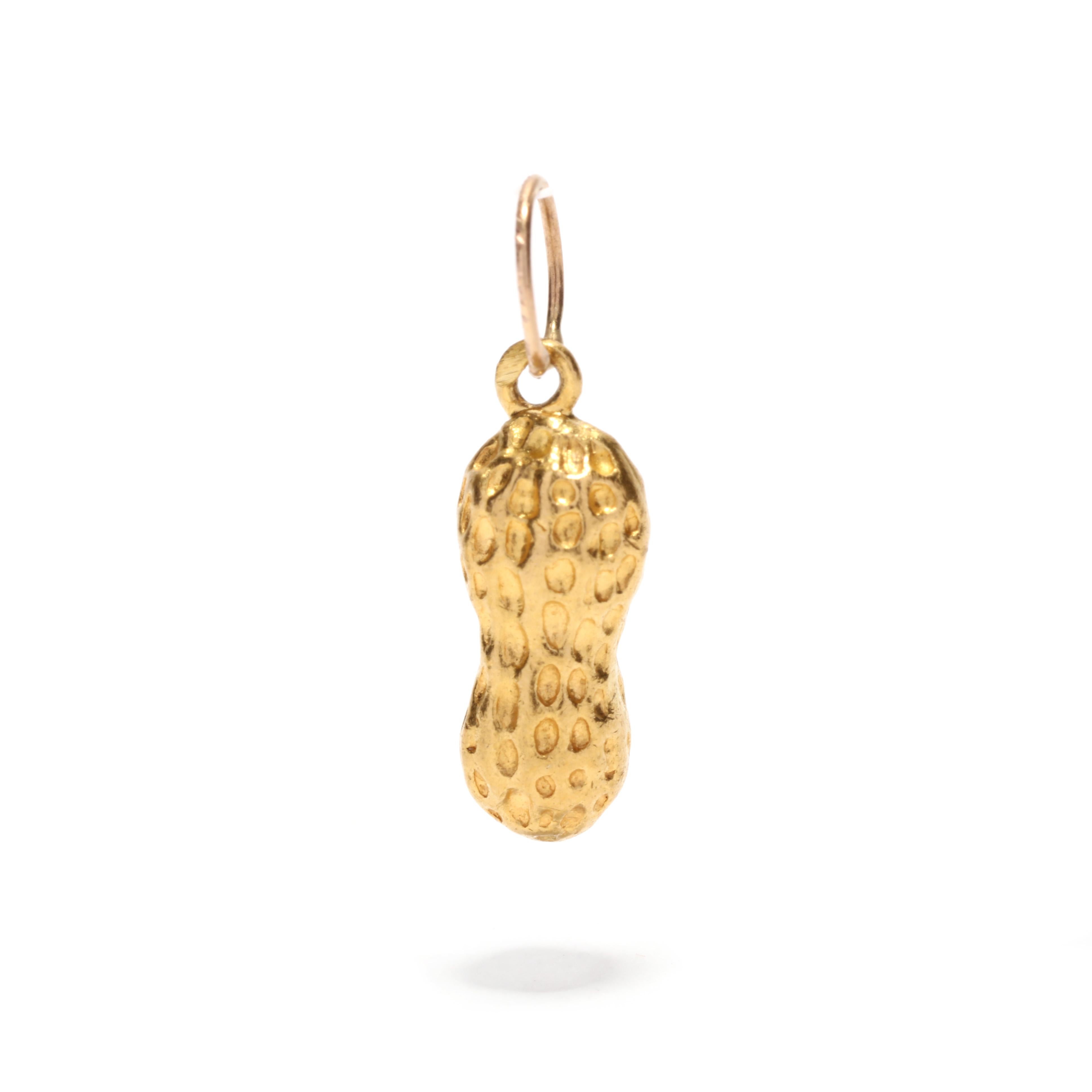 Women's or Men's High Karat Solid Gold Peanut Charm, 23K Yellow Gold