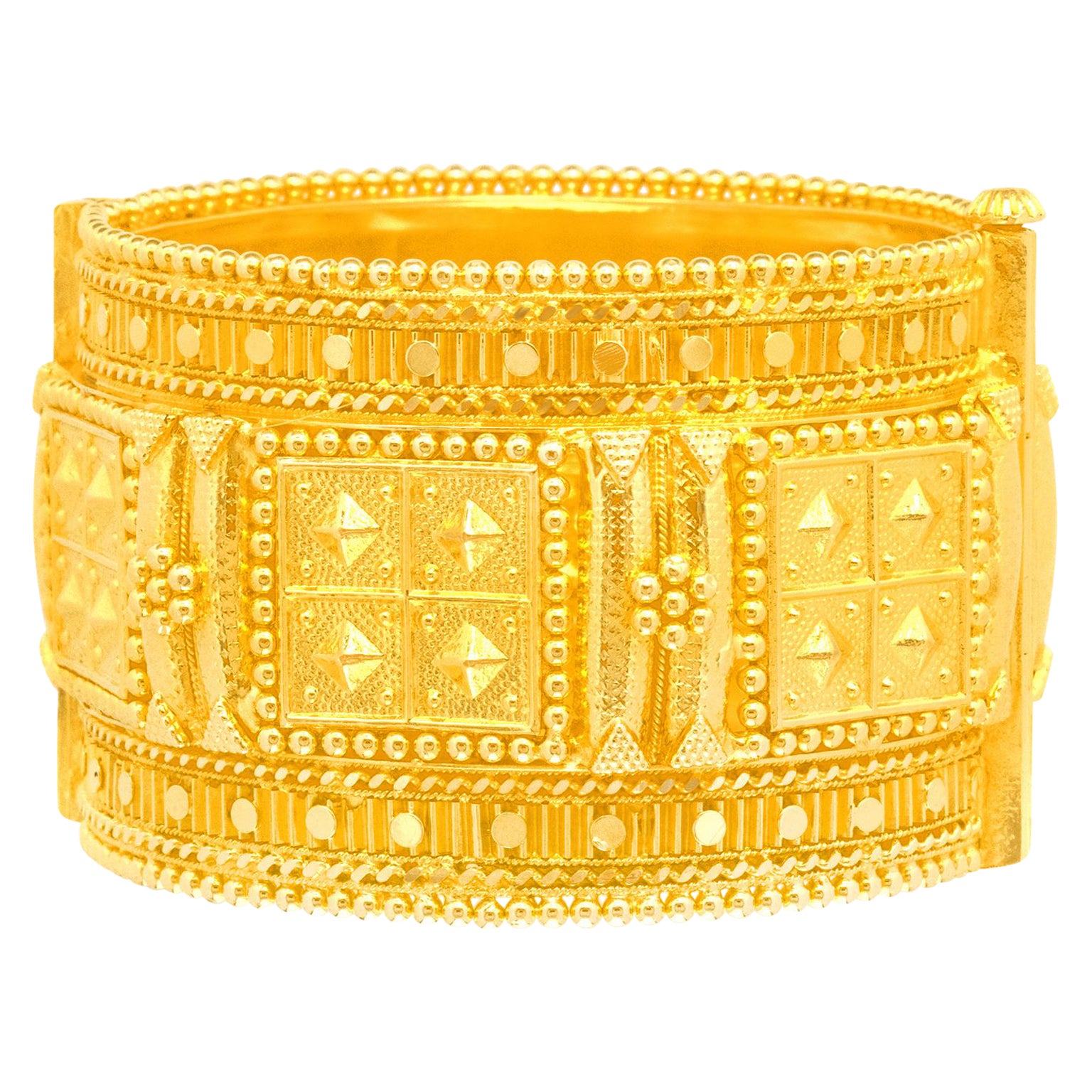 High-Karat Wide Gold Bangle