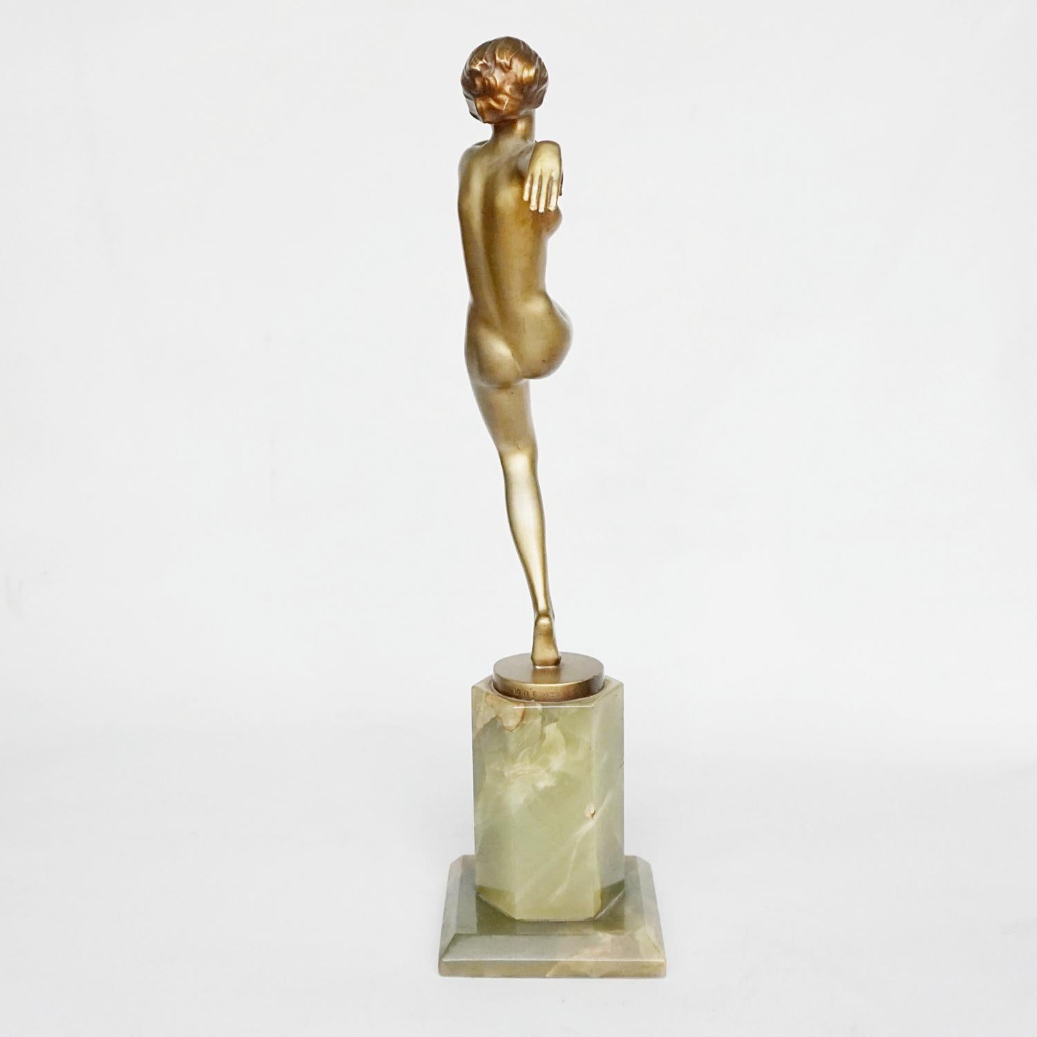 'High Kick' An Art Deco Cold Painted Bronze Sculpture by Josef Lorenzl 1