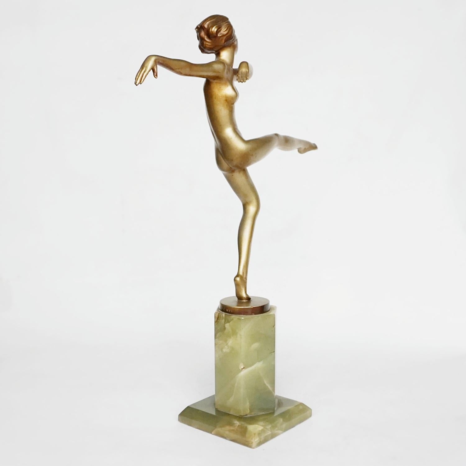 'High Kick' An Art Deco Cold Painted Bronze Sculpture by Josef Lorenzl 2