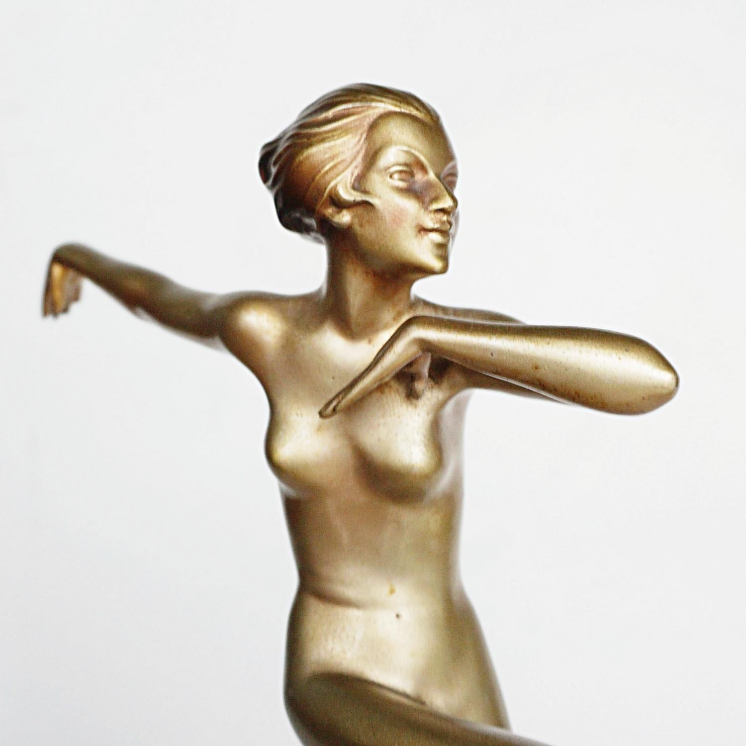 'High Kick' An Art Deco Cold Painted Bronze Sculpture by Josef Lorenzl 3