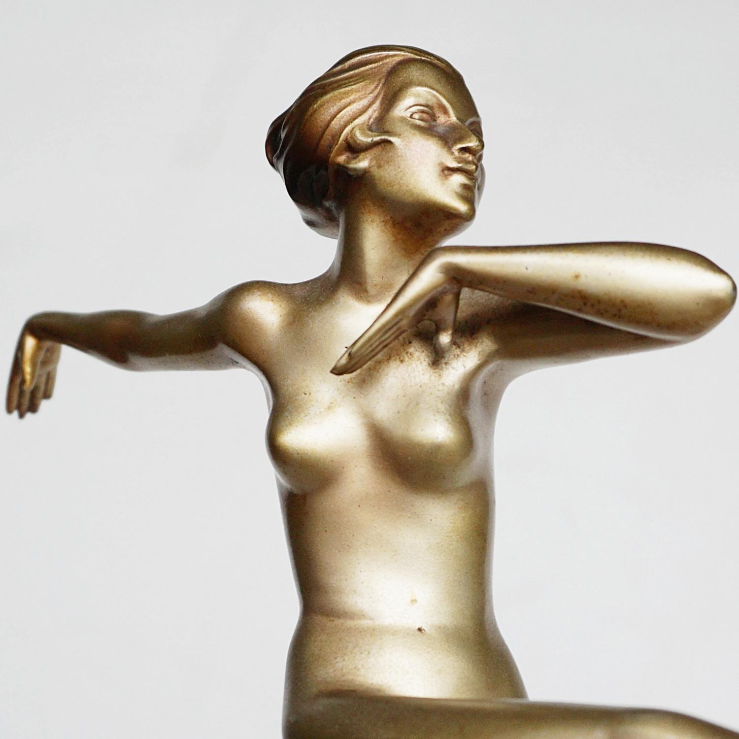 'High Kick' An Art Deco Cold Painted Bronze Sculpture by Josef Lorenzl 4