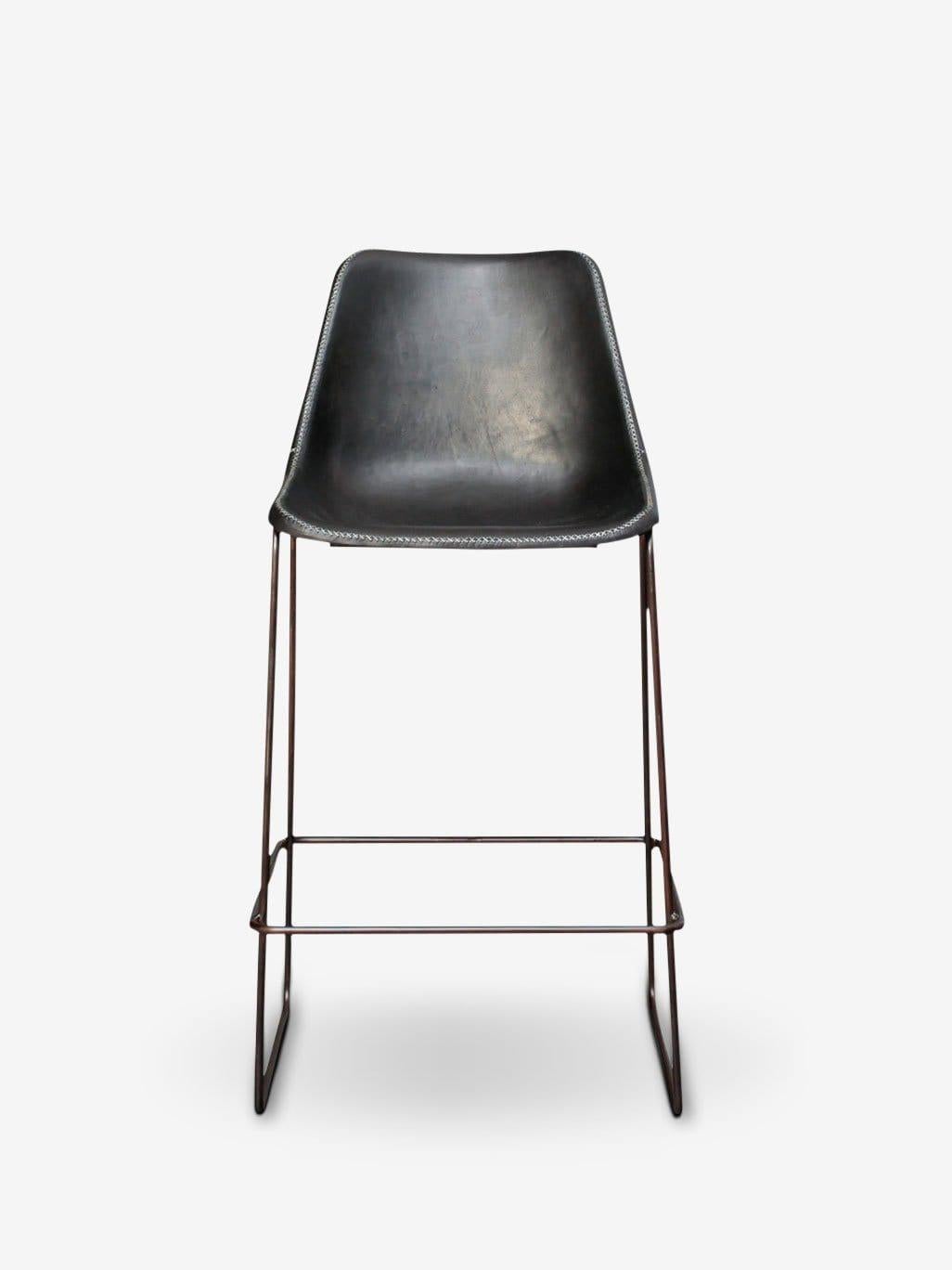 High Leather Giron Bar Stool by Sol Y Luna In New Condition For Sale In Sag Harbor, NY