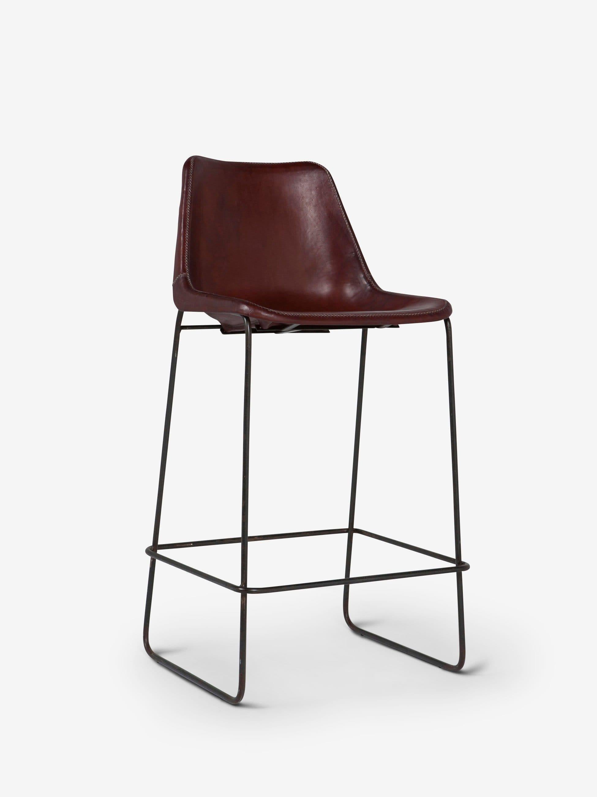Contemporary High Leather Giron Bar Stool by Sol Y Luna For Sale