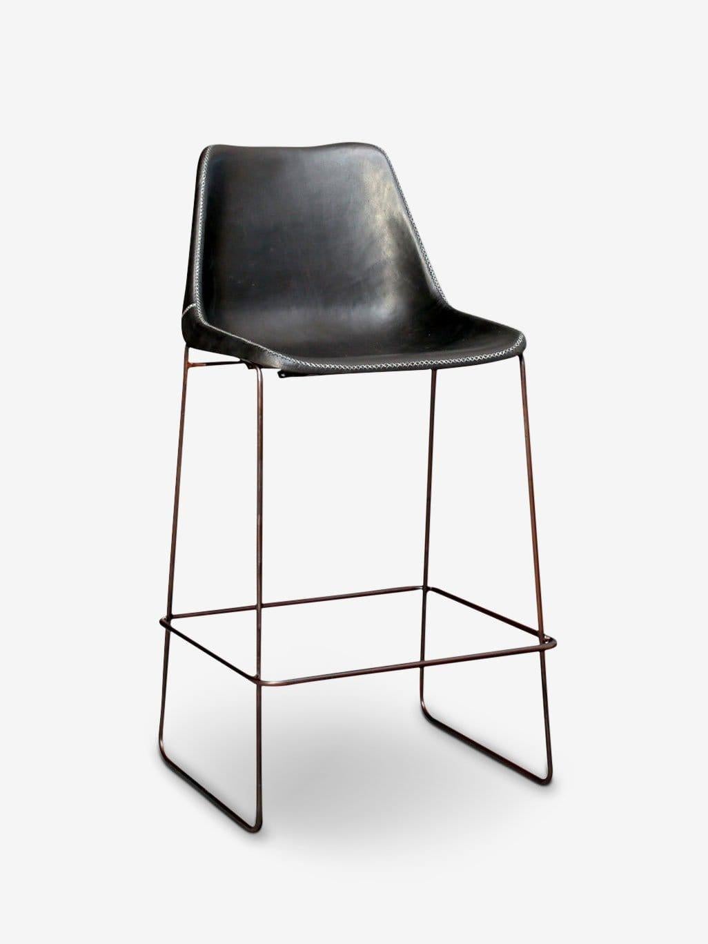 High Leather Giron Bar Stool by Sol Y Luna For Sale 1
