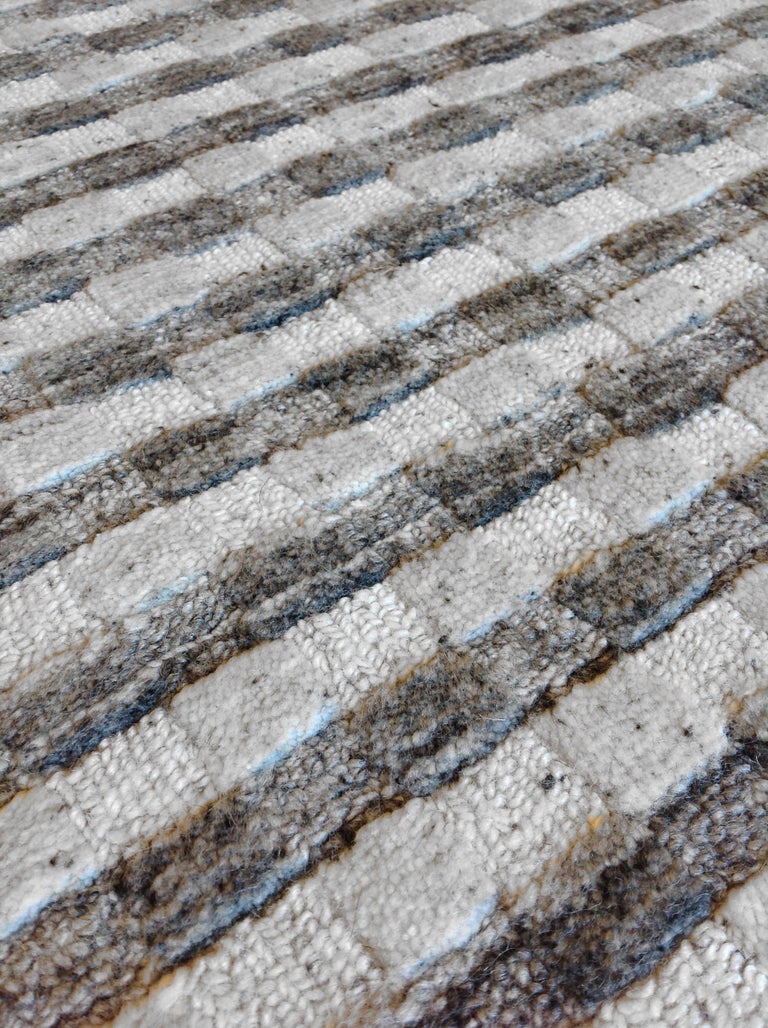 High Low Gray Indian Wool Area Rug For Sale at 1stDibs