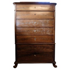 Antique High mahogany chest of drawers from around the 1840s