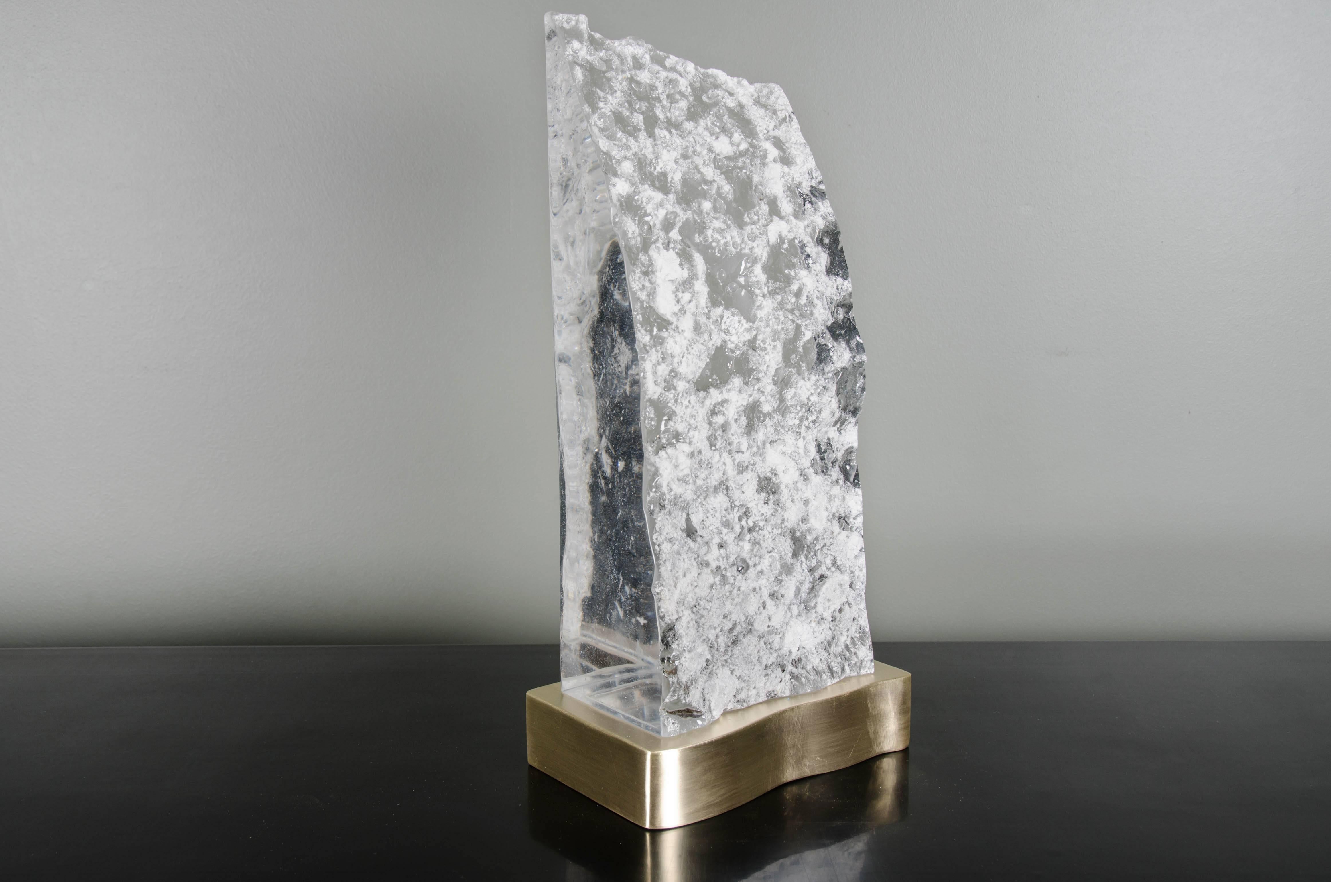 Hand-Carved High Meru Light, Crystal and Brass by Robert Kuo, Limited Edition