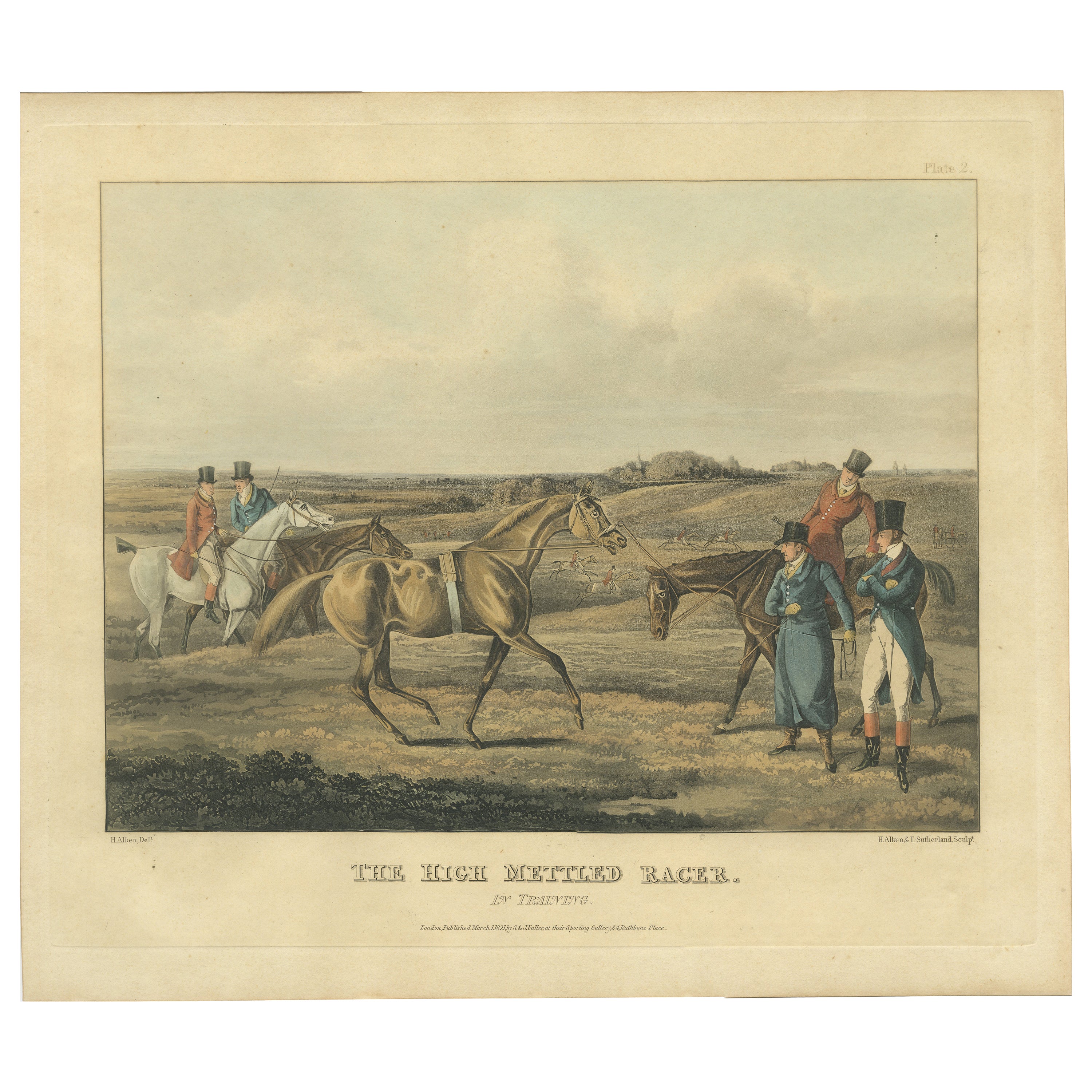 High Mettled Racer – In Training, 19th c. Antique Equestrian Print after Alken