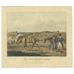 High Mettled Racer – In Training, 19th c. Antique Equestrian Print after Alken