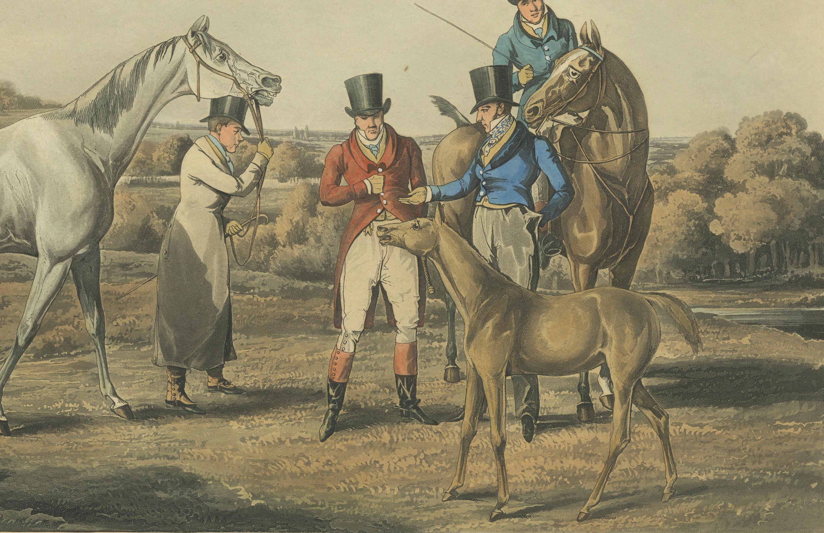 High Mettled Racer – The Foal, 19th c. Antique Horse Print after Henry Alken In Good Condition For Sale In Langweer, NL