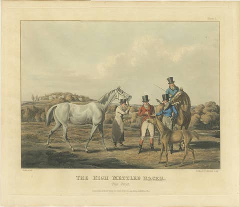 High Mettled Racer – The Foal, 19th c. Antique Horse Print after Henry Alken