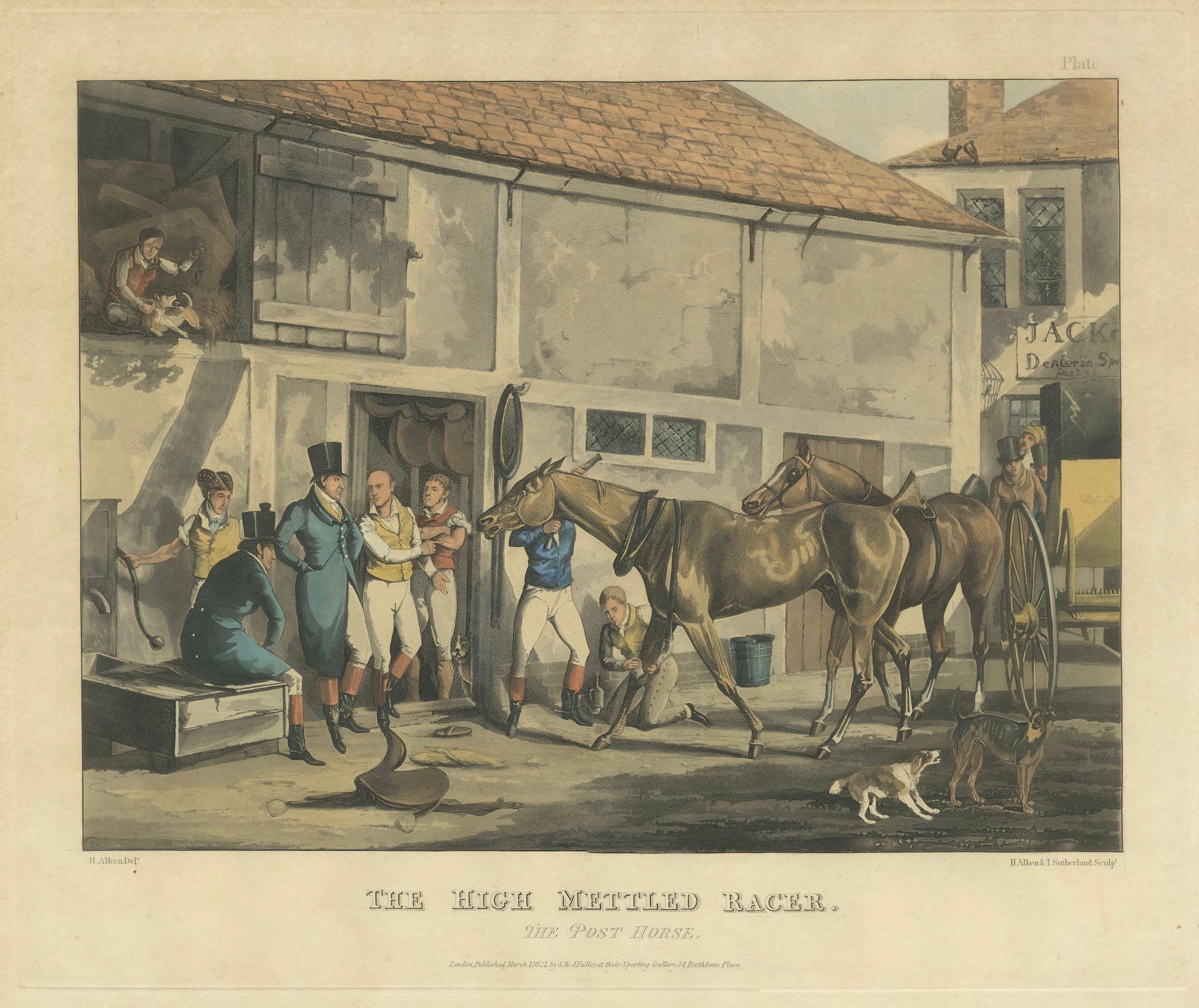 High Mettled Racer – The Post Horse, Antique Equestrian Print after Alken, c1890