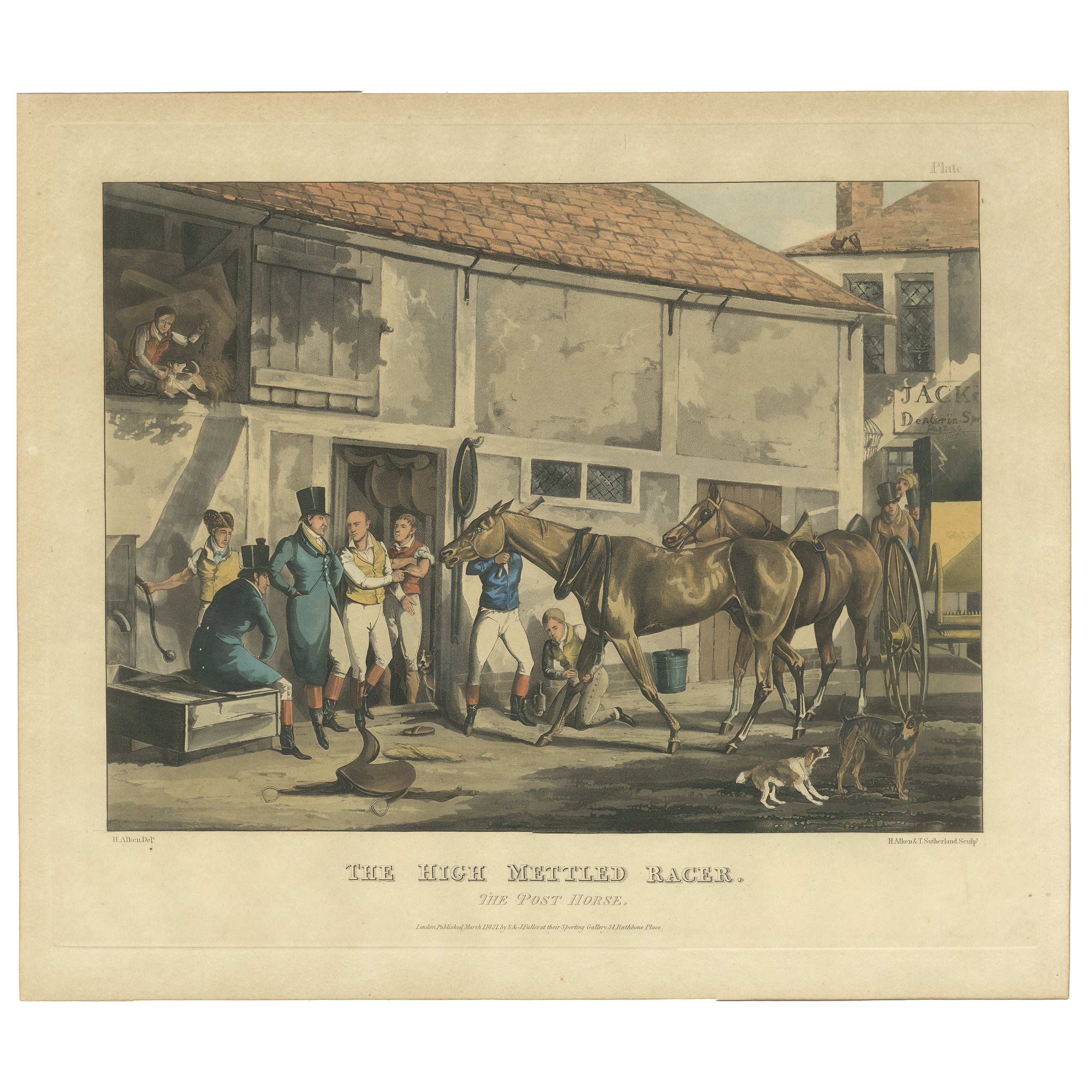 High Mettled Racer – The Post Horse, Antique Equestrian Print after Alken, c1890
