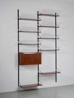 Meuble haut modulable avec Dry Bar en Wood, métal et laiton, Italie, années 1960