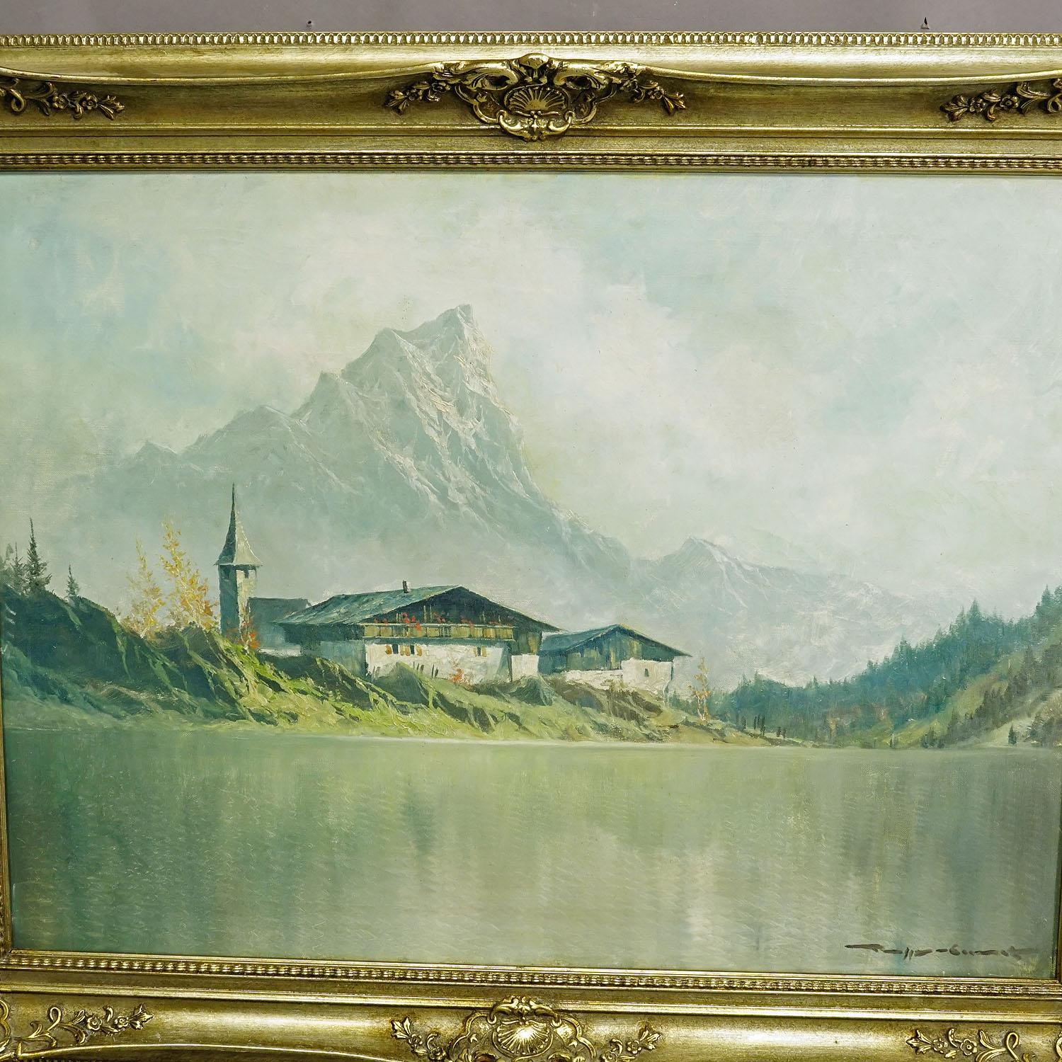 German High Mountain Landscape with Alpine Lake near Kufstein, circa 1950s For Sale