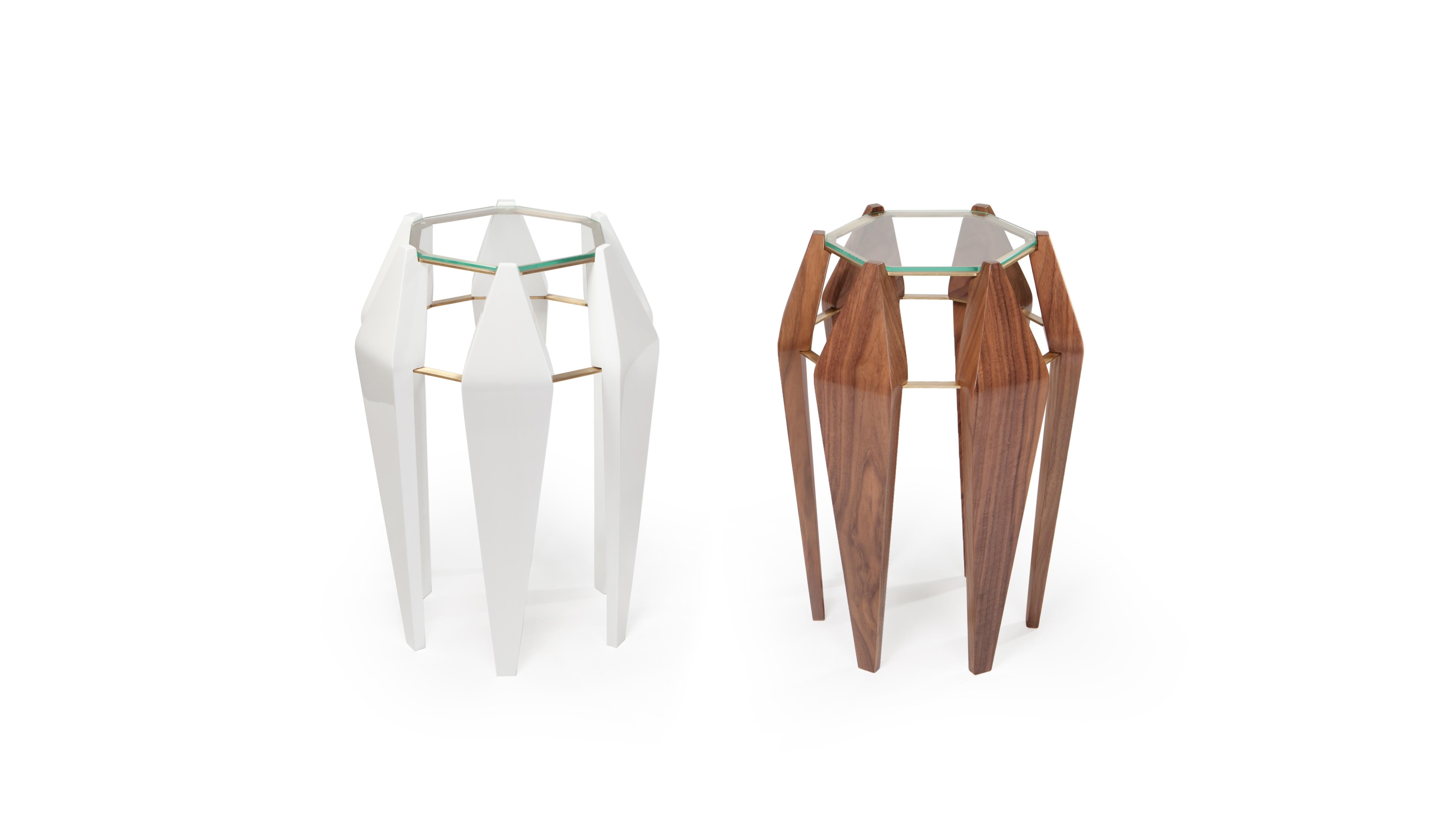 Post-Modern High Na Pali White Side Table by InsidherLand For Sale