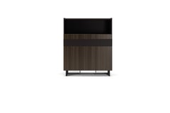Contemporary Tall Storage Unit Lacquered Case Veneered Drawers and Doors.