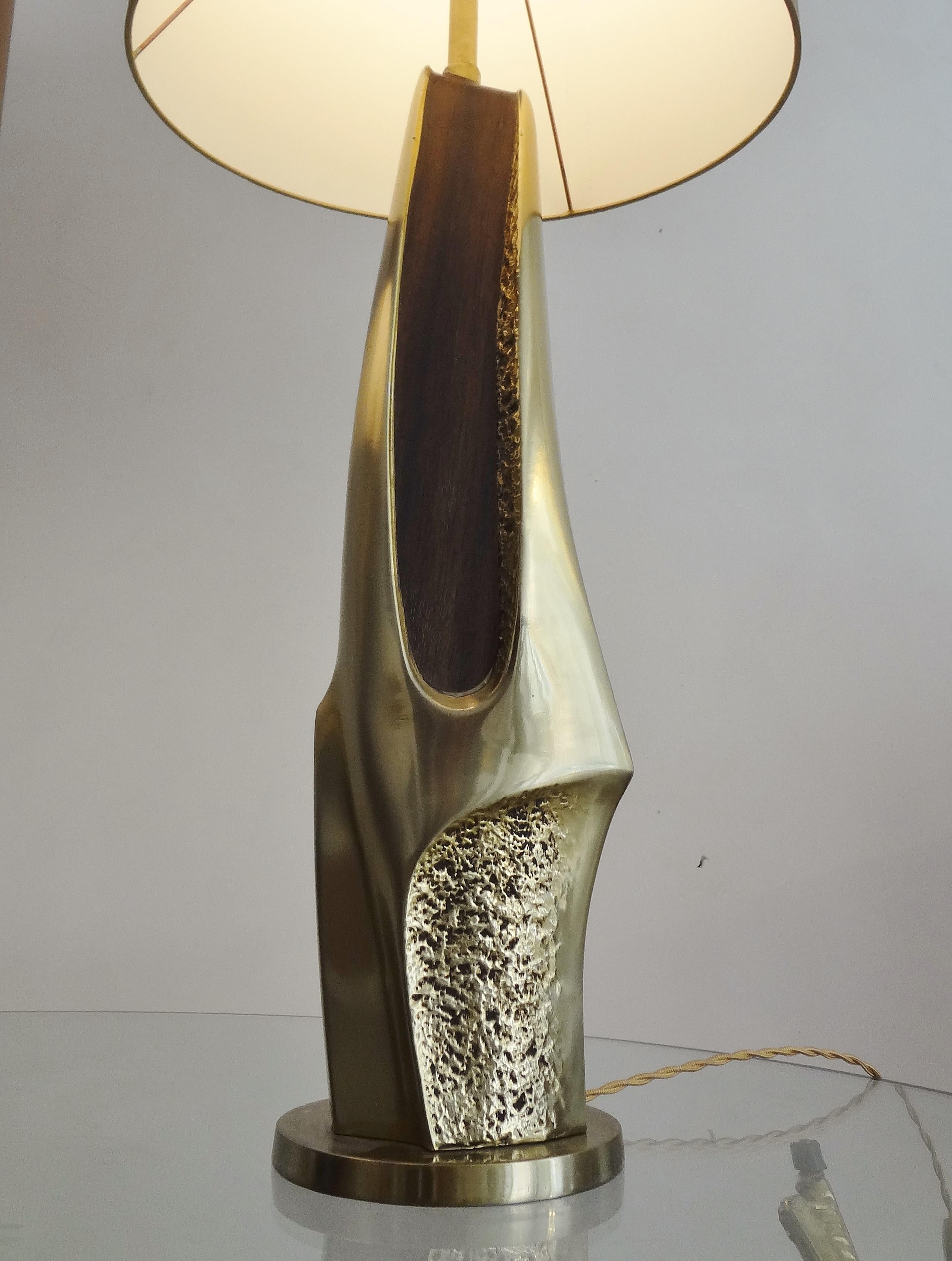 Gilt High Pair of Brass Table Lamps, Laurel, USA, 1970s For Sale