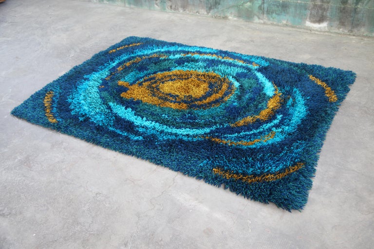 High Pile Midcentury Vintage Shag Rug Rya Swedish Scandinavian Danish ...