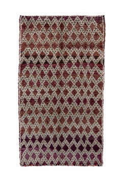 High Pile Vintage Moroccan Rug with Red Tones