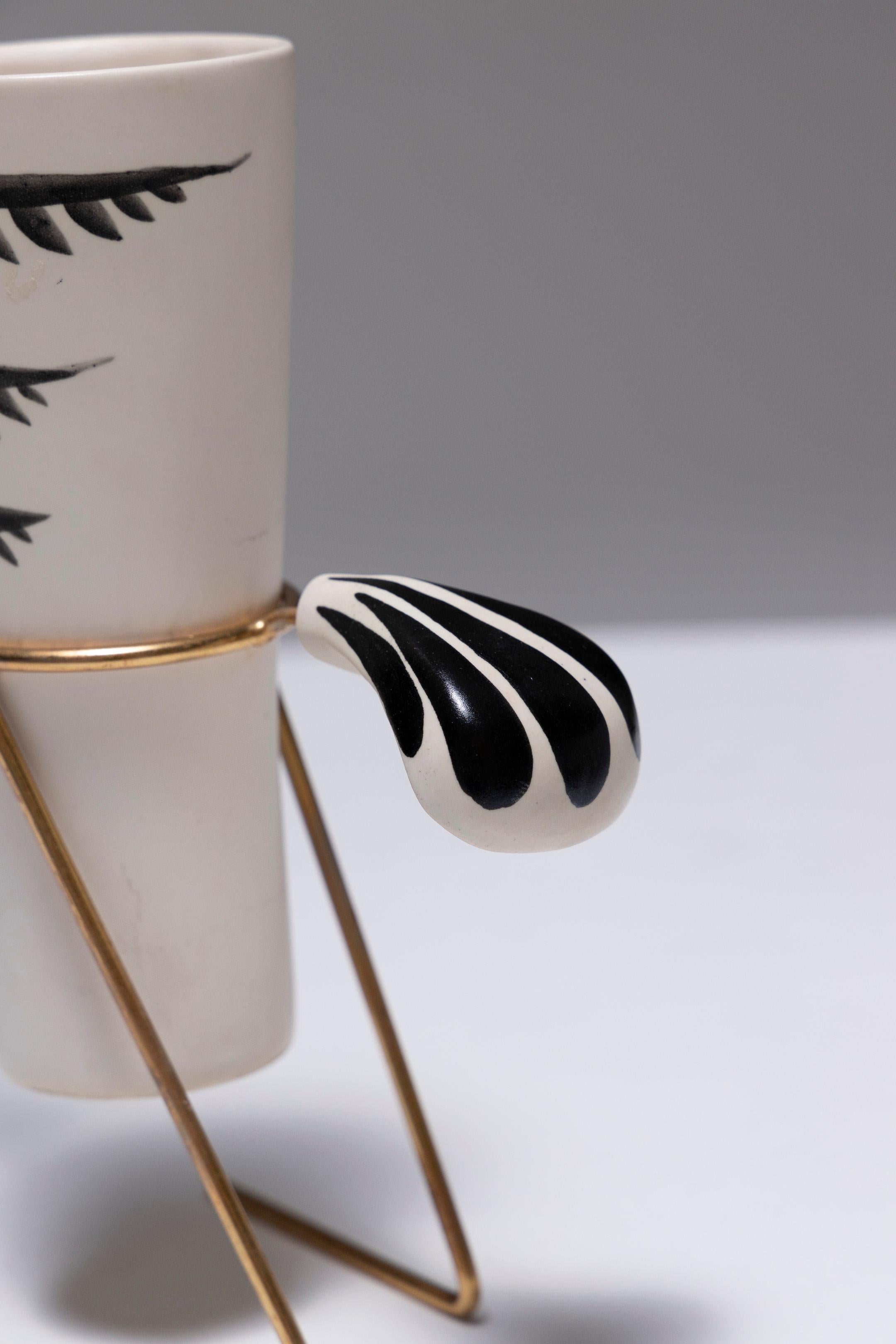 High-Pitched Autruche-Tasse aus Fayence, 1960er-Jahre im Angebot 2