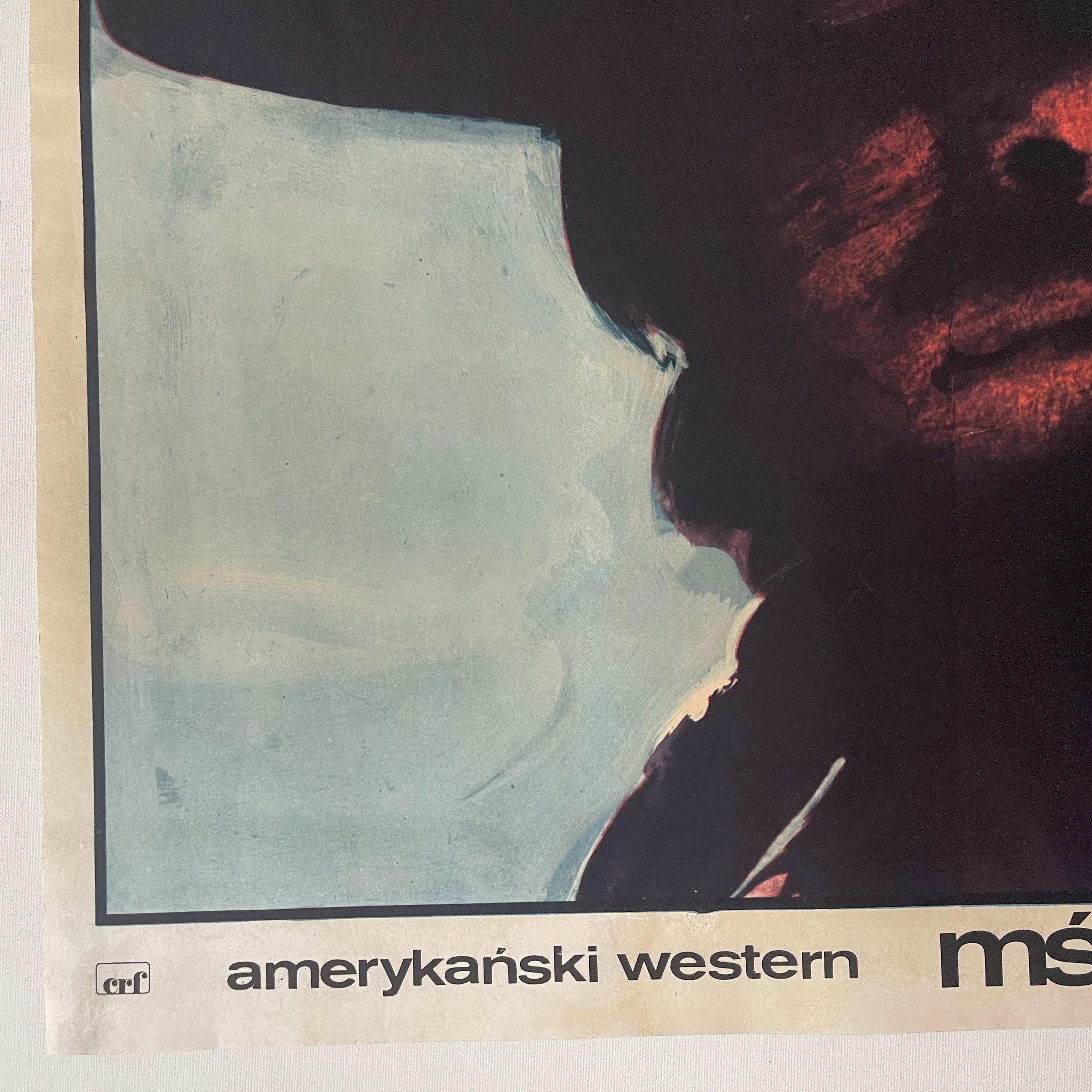 Late 20th Century High Plains Drifter, Vintage Polish Movie Poster by Marek Freudenreich, 1975 For Sale